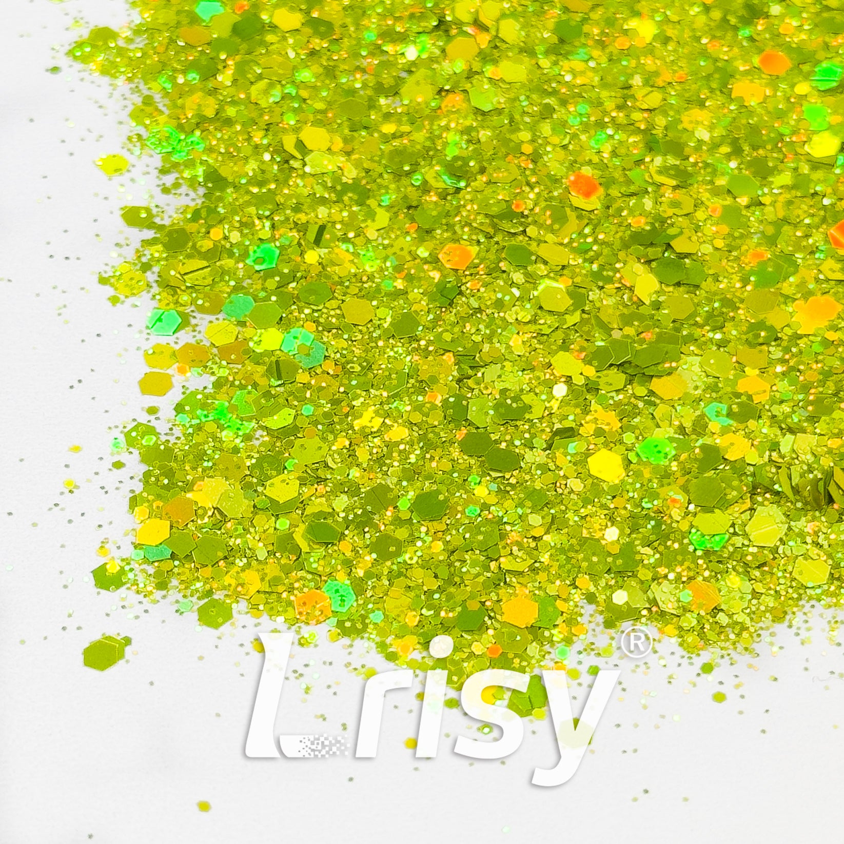 General Mixed Holographic Lime Green Glitter Hexagon Shaped 1620