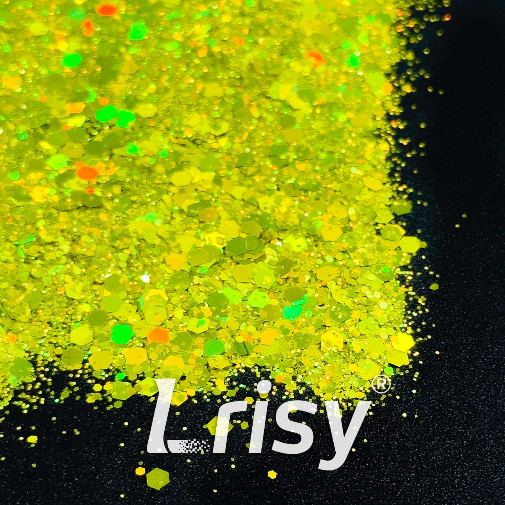 General Mixed Holographic Lime Green Glitter Hexagon Shaped 1620
