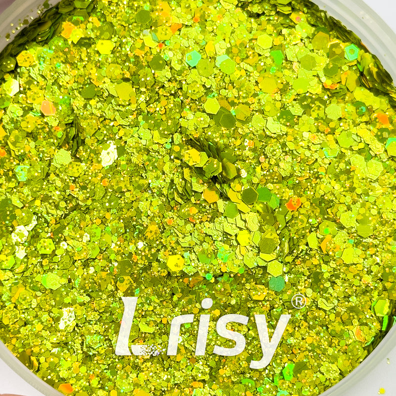 General Mixed Holographic Lime Green Glitter Hexagon Shaped 1620