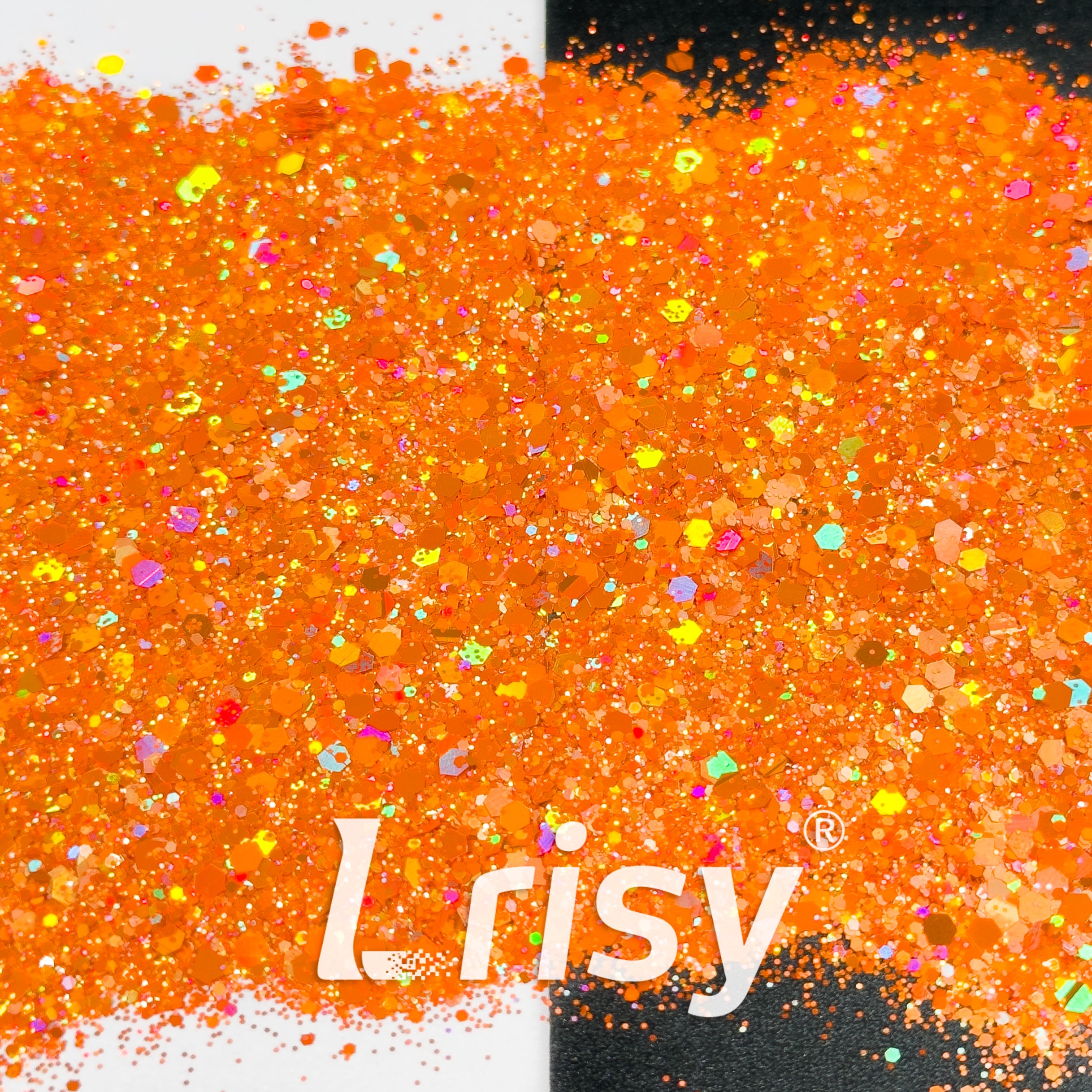 General Mixed Holographic Orange Glitter Hexagon Shaped 1626