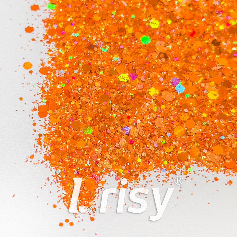 General Mixed Holographic Orange Glitter Hexagon Shaped 1626