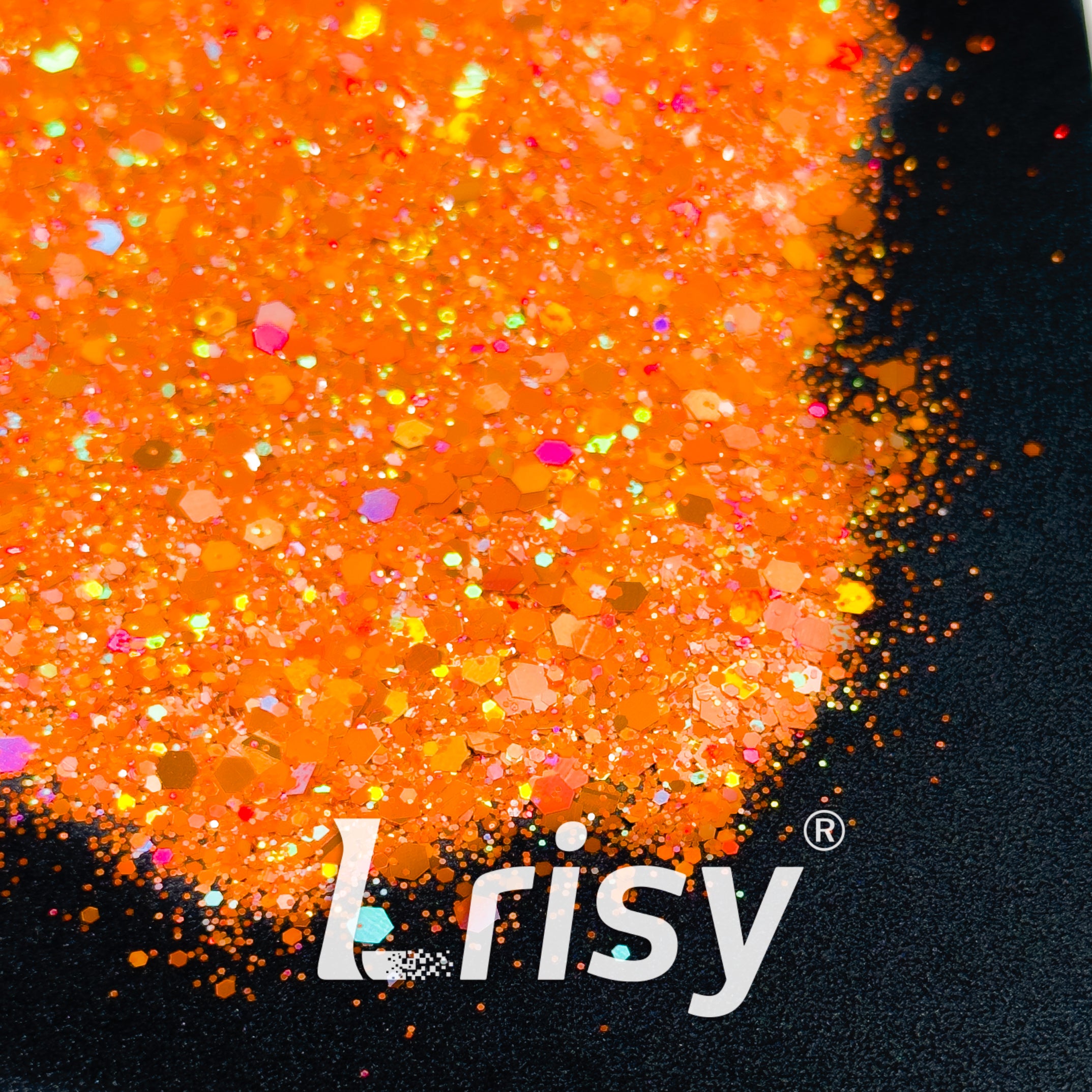 General Mixed Holographic Orange Glitter Hexagon Shaped 1626