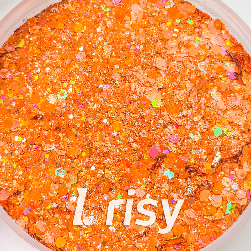 General Mixed Holographic Orange Glitter Hexagon Shaped 1626