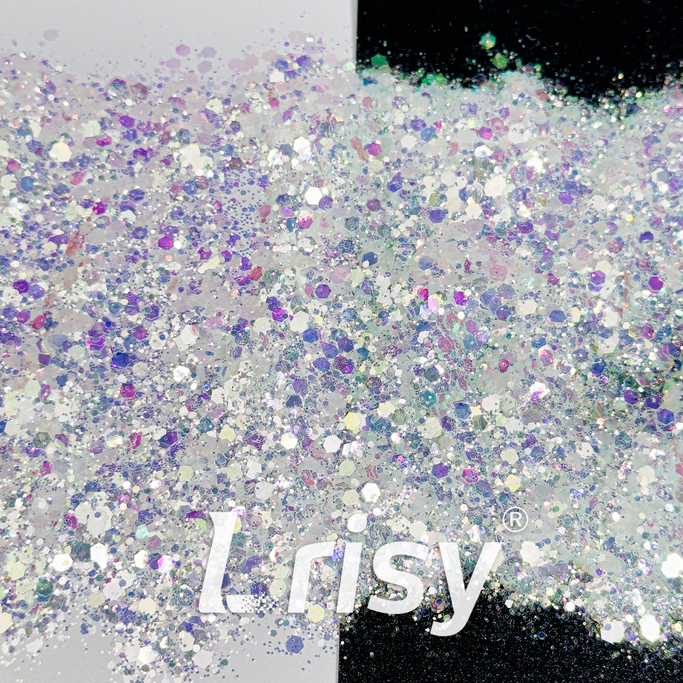 General Mixed Iridescent Purple Glitter Hexagon Shaped GLC11