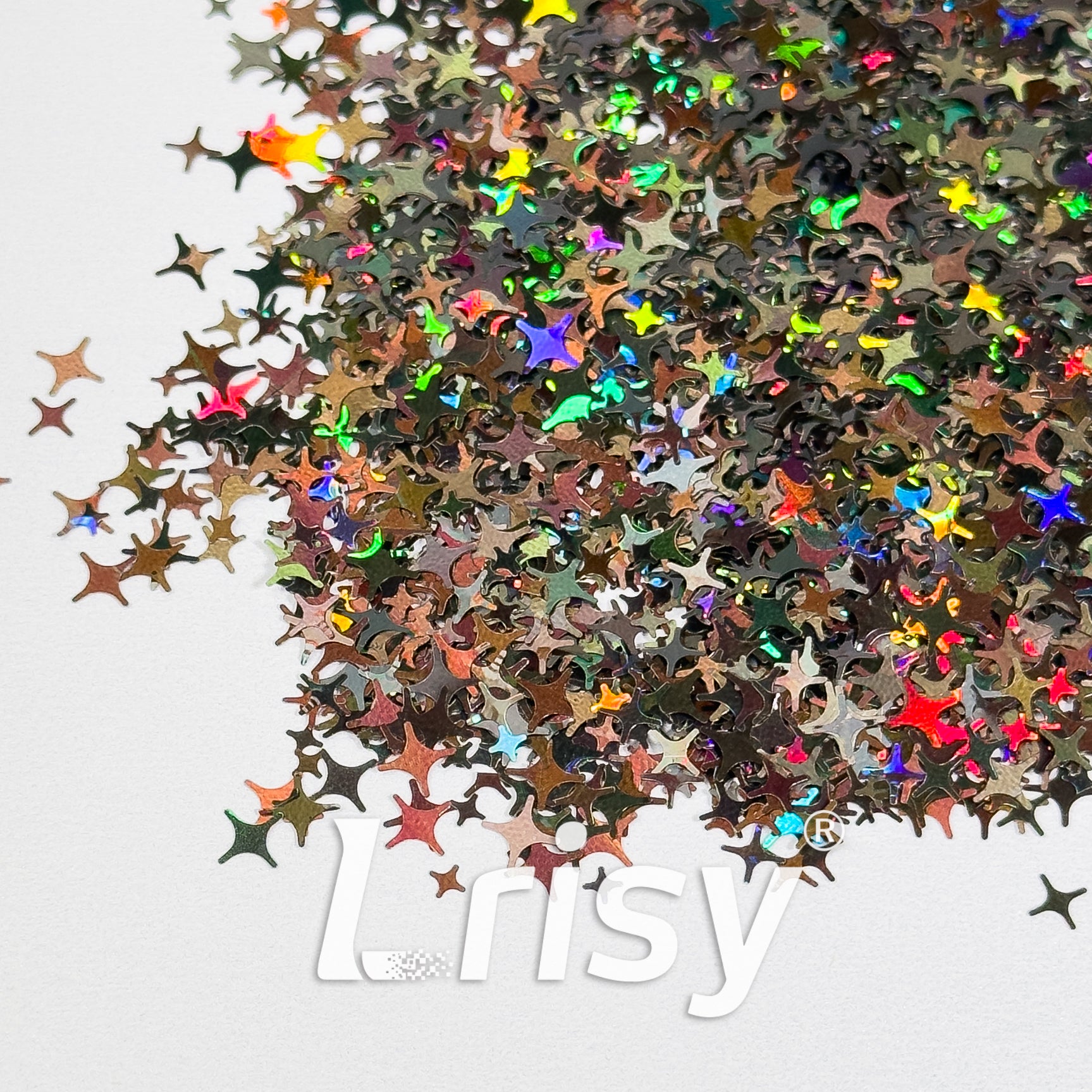 3/4/5mm Four Pointed Star Mixed Holographic Black Glitter GH1800