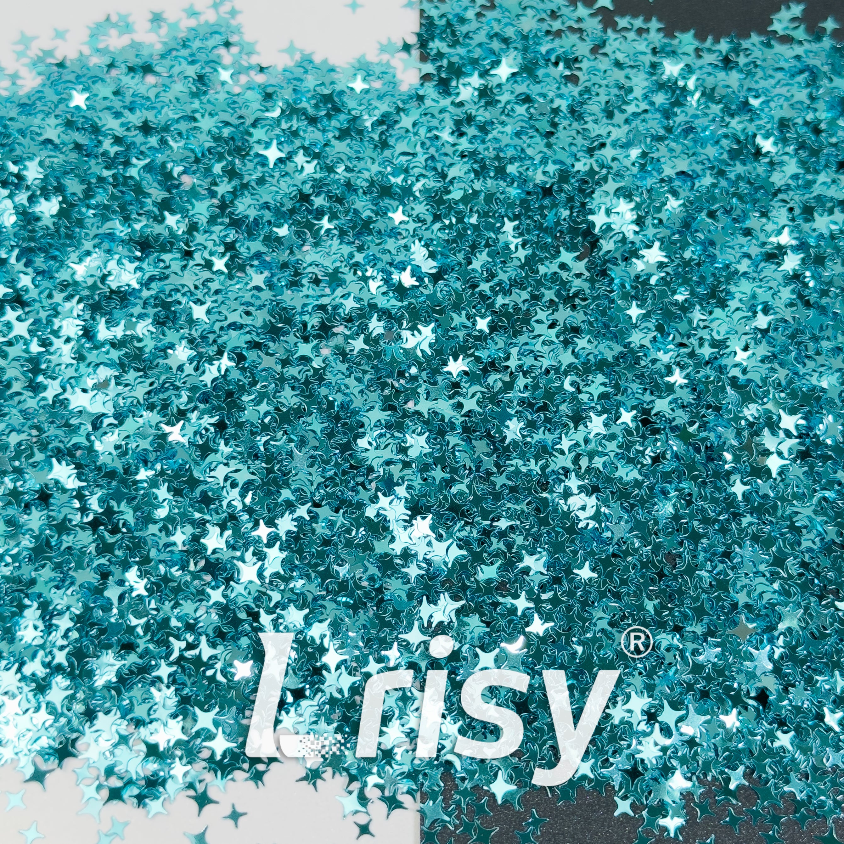 3/4/5mm Four Pointed Star Mixed Sky Blue Glitter B0711