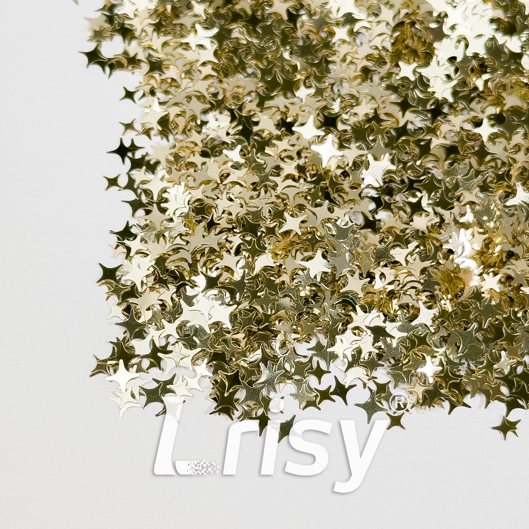 3/4/5mm Four Pointed Star Mixed Light Champagne Gold Glitter B0200