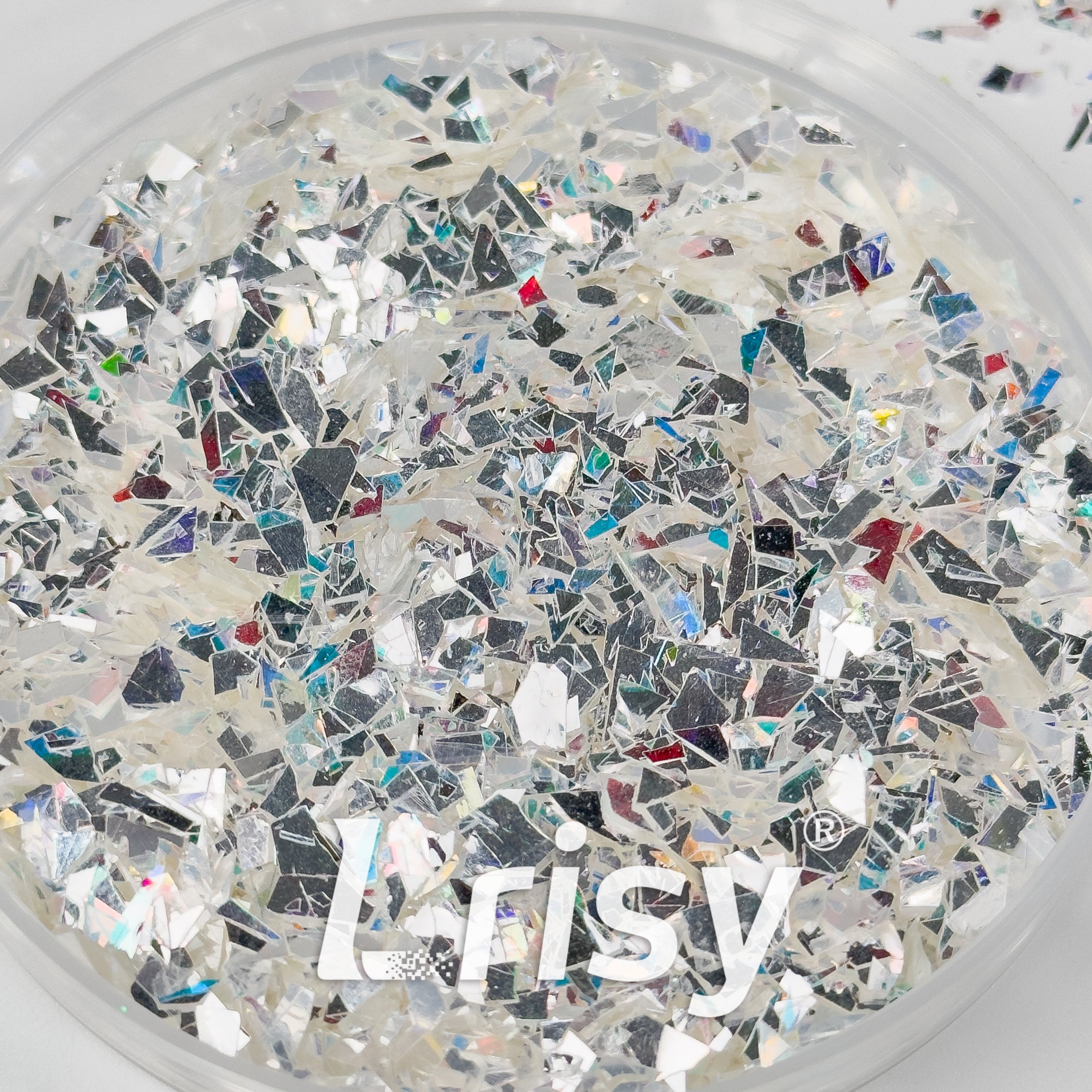 Diamond Mirror Silver Cellophane Glitter (High Brightness) Flakes Shard GSY001 4x4