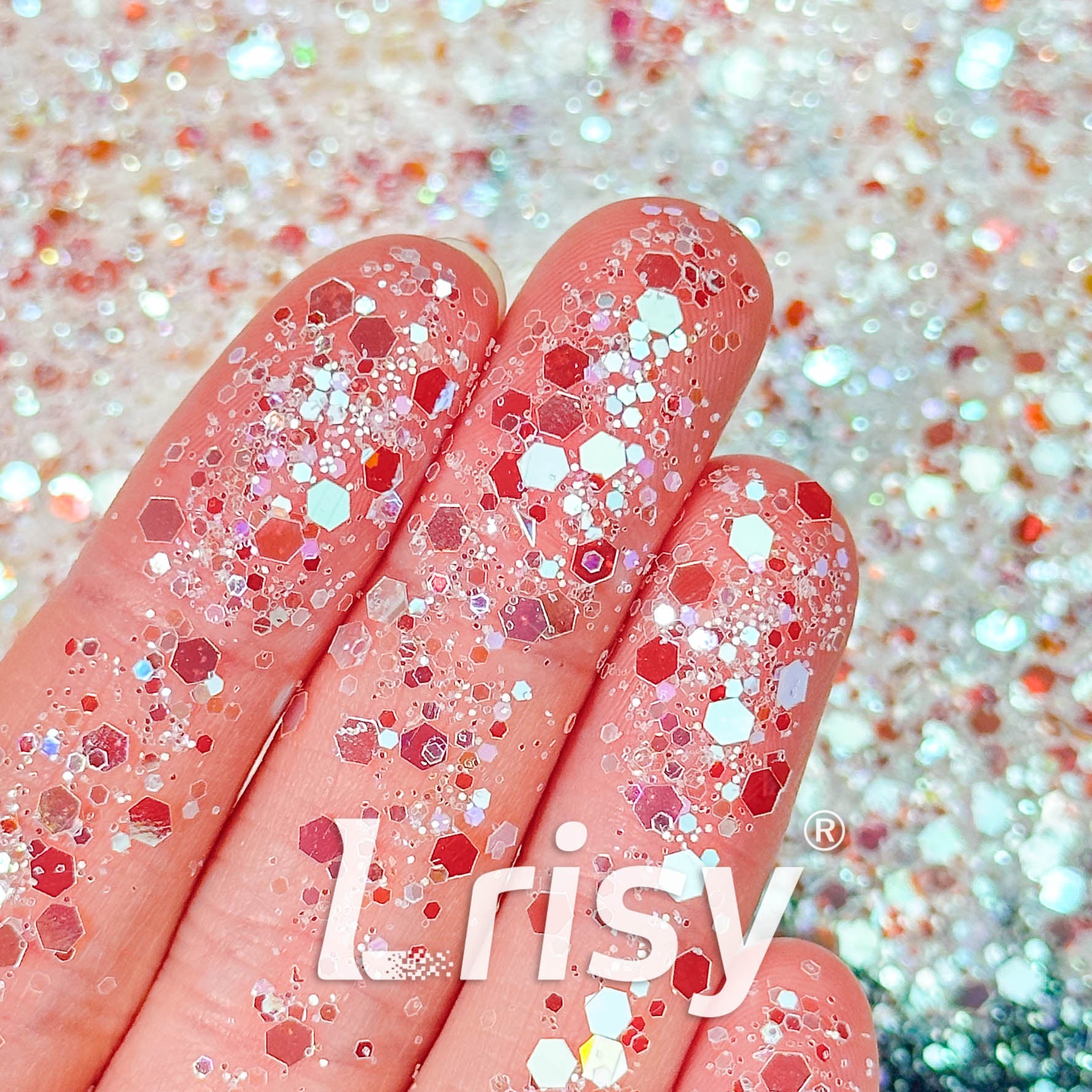 High Brightness Red and White Chunky Glitter 3702