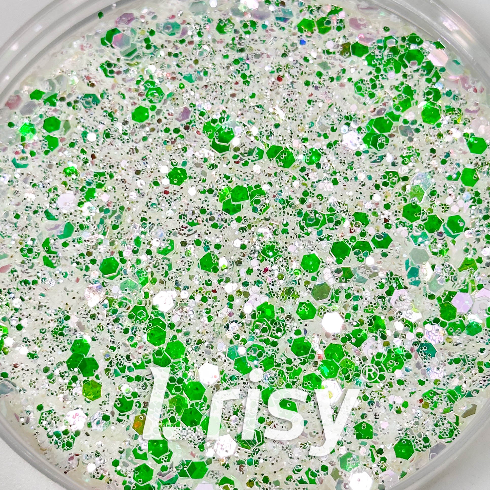 High Brightness Green and White Chunky Glitter 3705
