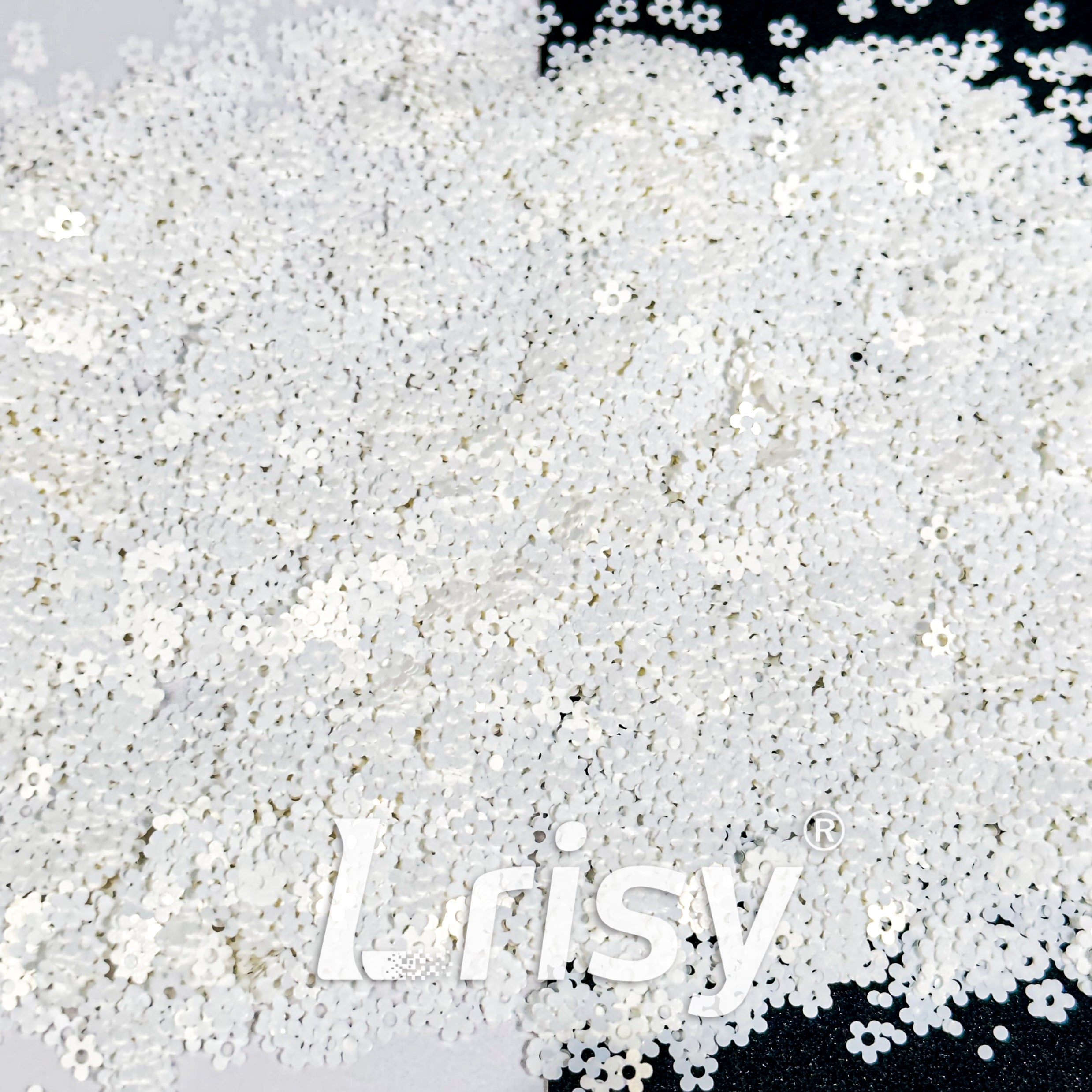 4mm Hollow Out Plum Flower Solvent Resistance White Glitter FC-SJ050