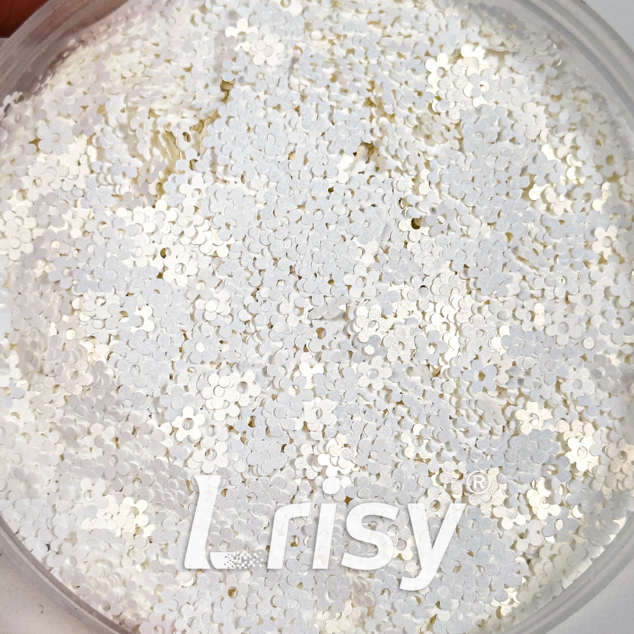 4mm Hollow Out Plum Flower Solvent Resistance White Glitter FC-SJ050