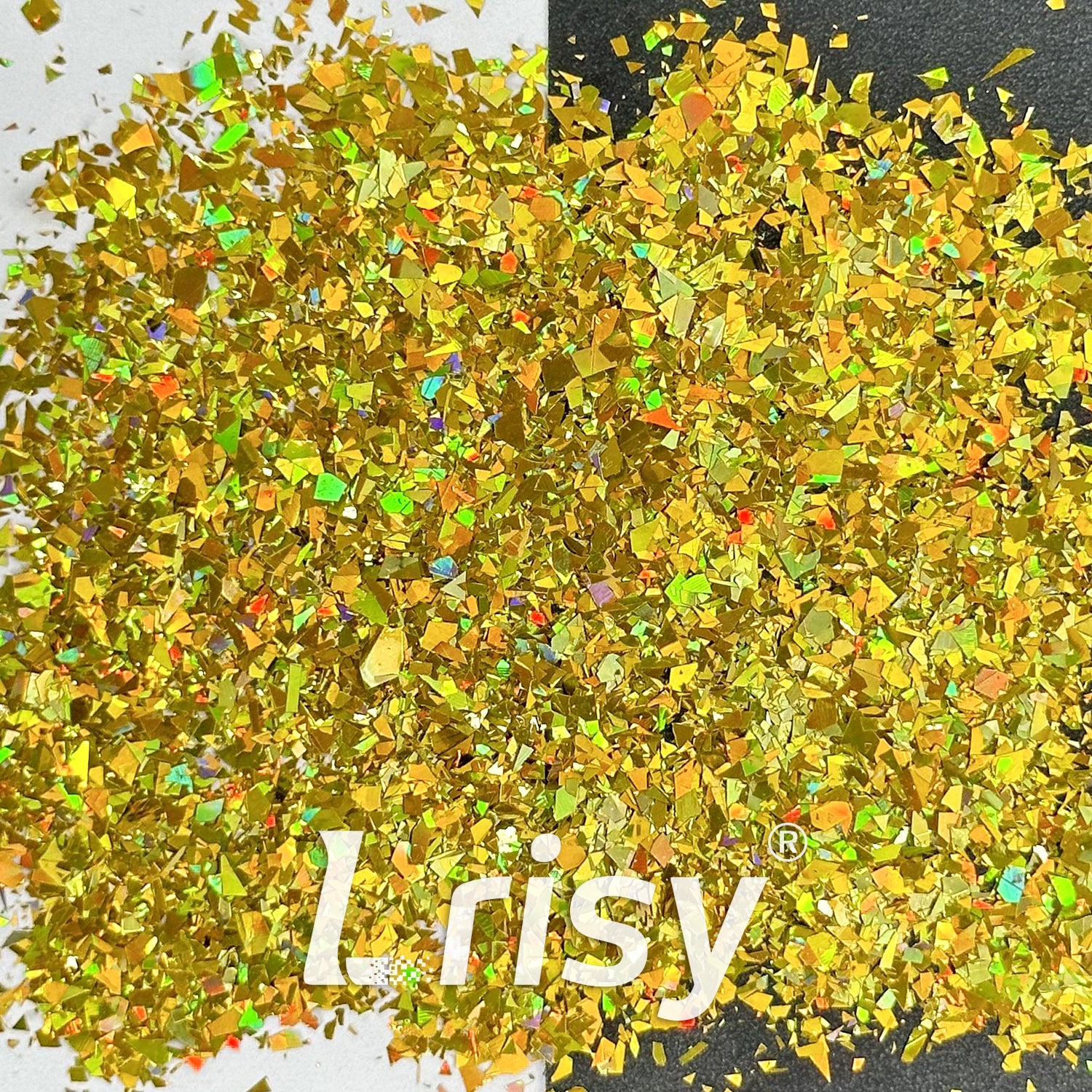 Holographic Gold Cellophane Glitter Flakes Holo Shards LB0210 4x4
