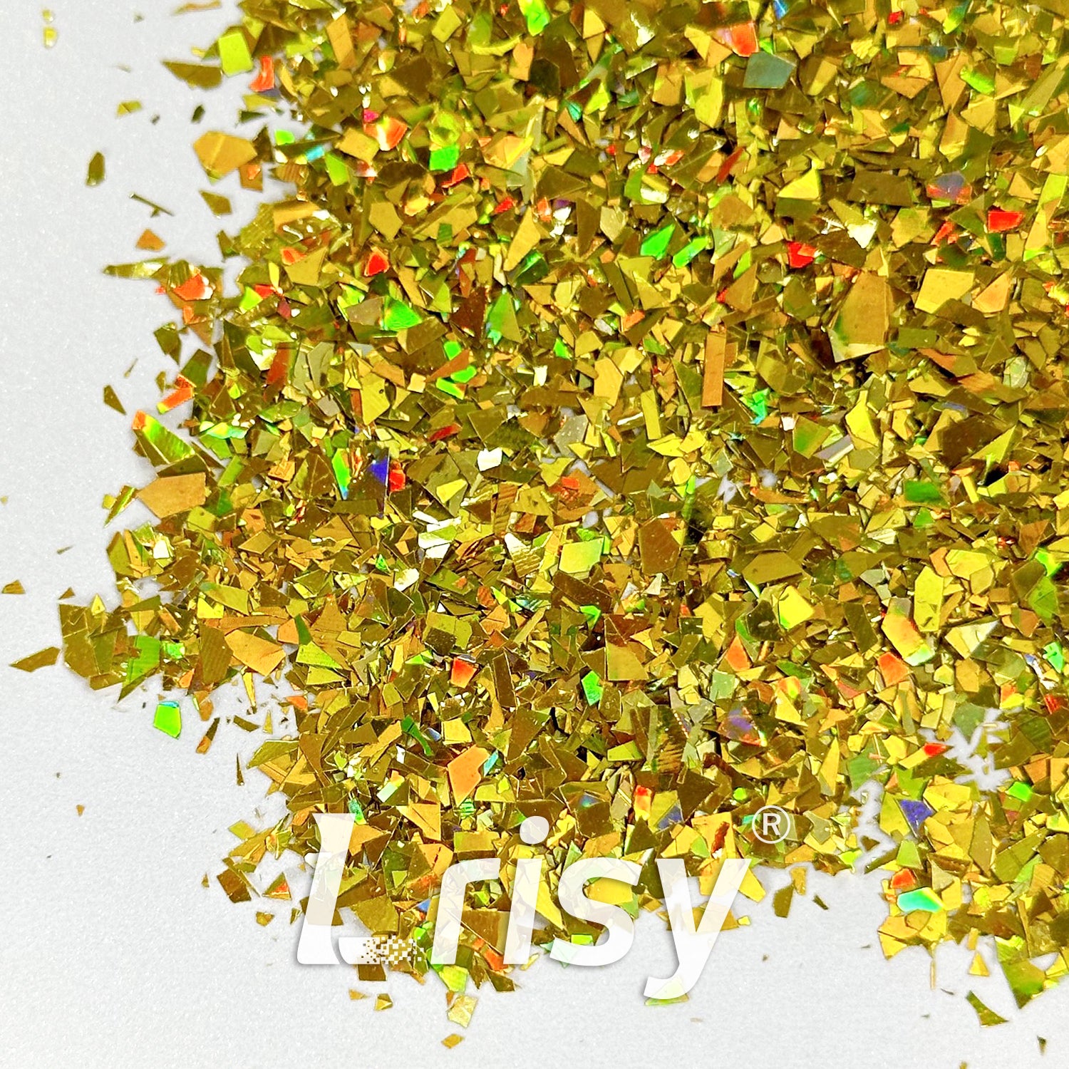 Holographic Gold Cellophane Glitter Flakes Holo Shards LB0210 4x4