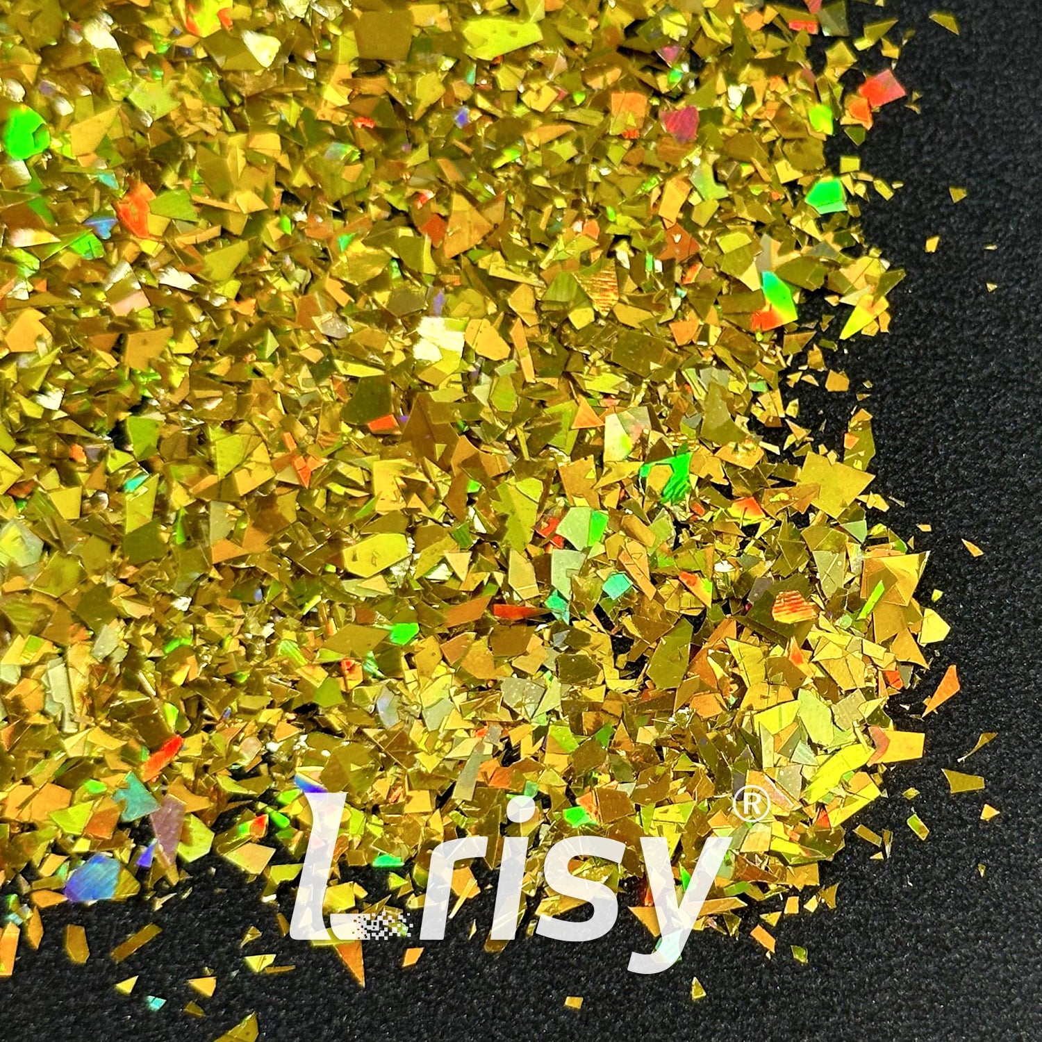 Holographic Gold Cellophane Glitter Flakes Holo Shards LB0210 4x4