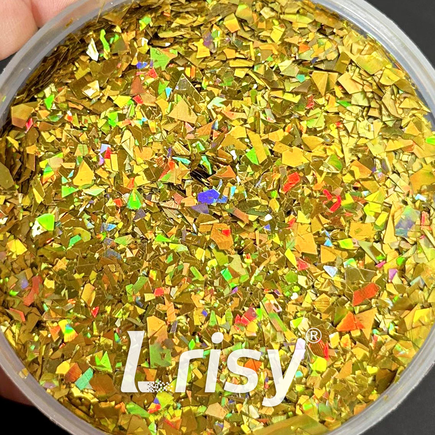 Holographic Gold Cellophane Glitter Flakes Holo Shards LB0210 4x4