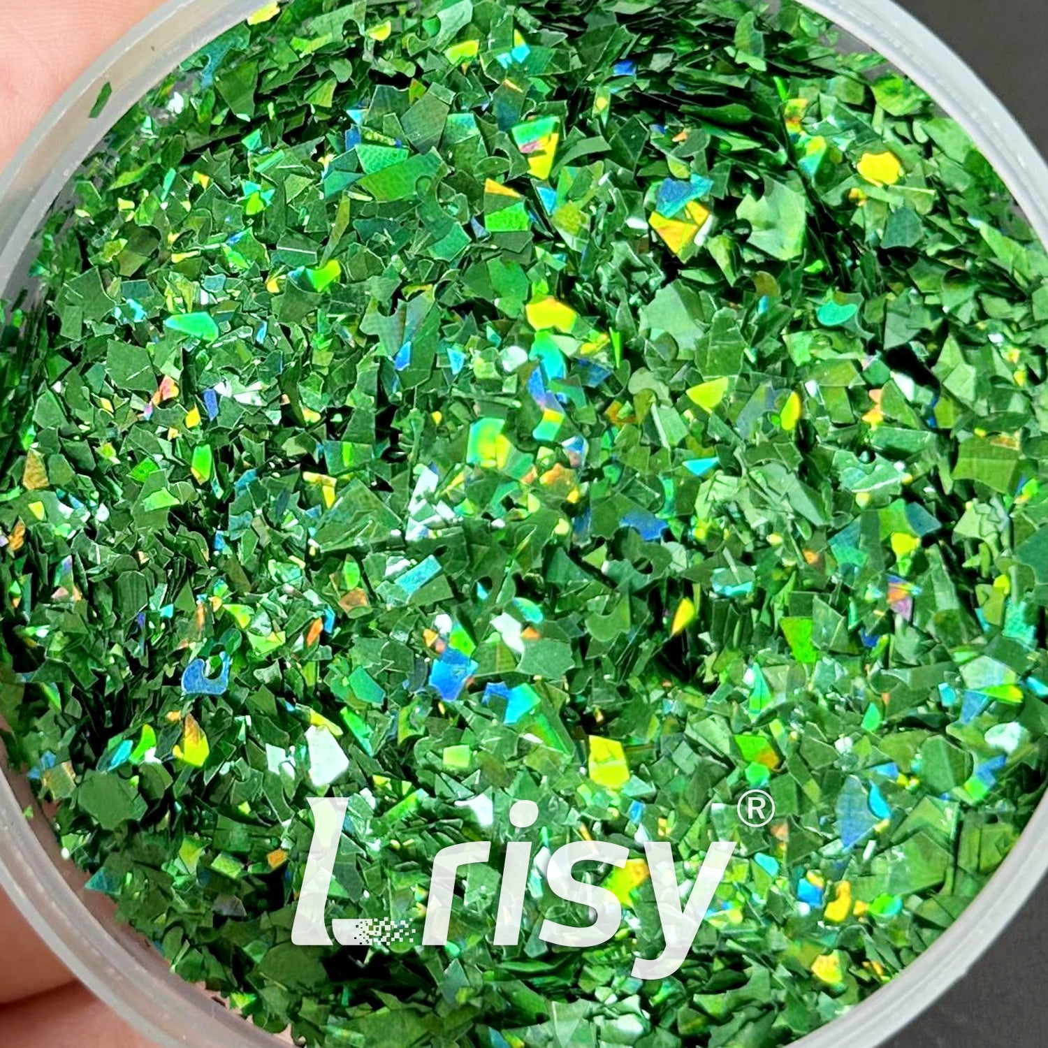 Holographic Dark Green Cellophane Glitter Flakes Holo Shards LB0600 4x4