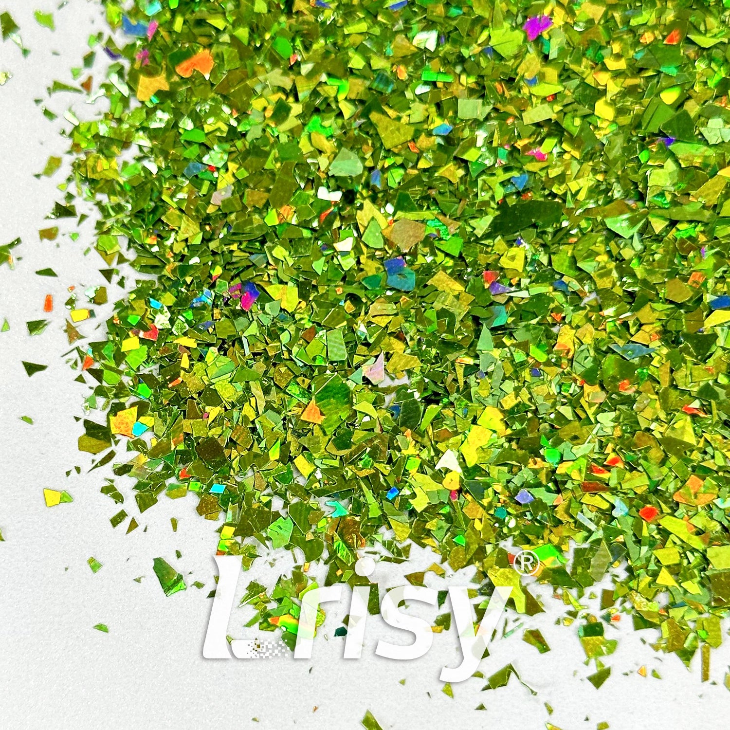 Holographic Light Green Cellophane Glitter Flakes Holo Shards LB0601 4x4