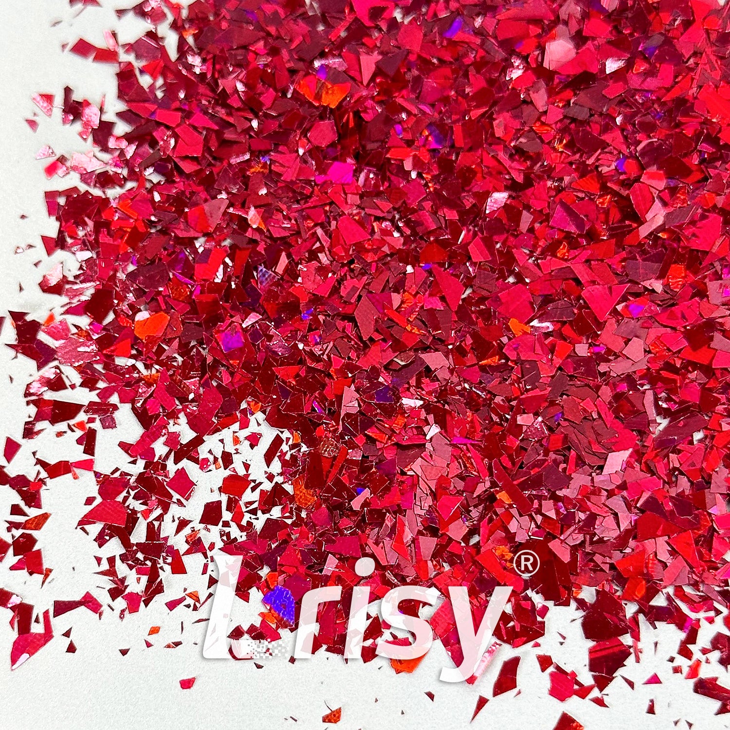 Holographic Rose Red Cellophane Glitter Flakes Holo Shards LB0912 4x4