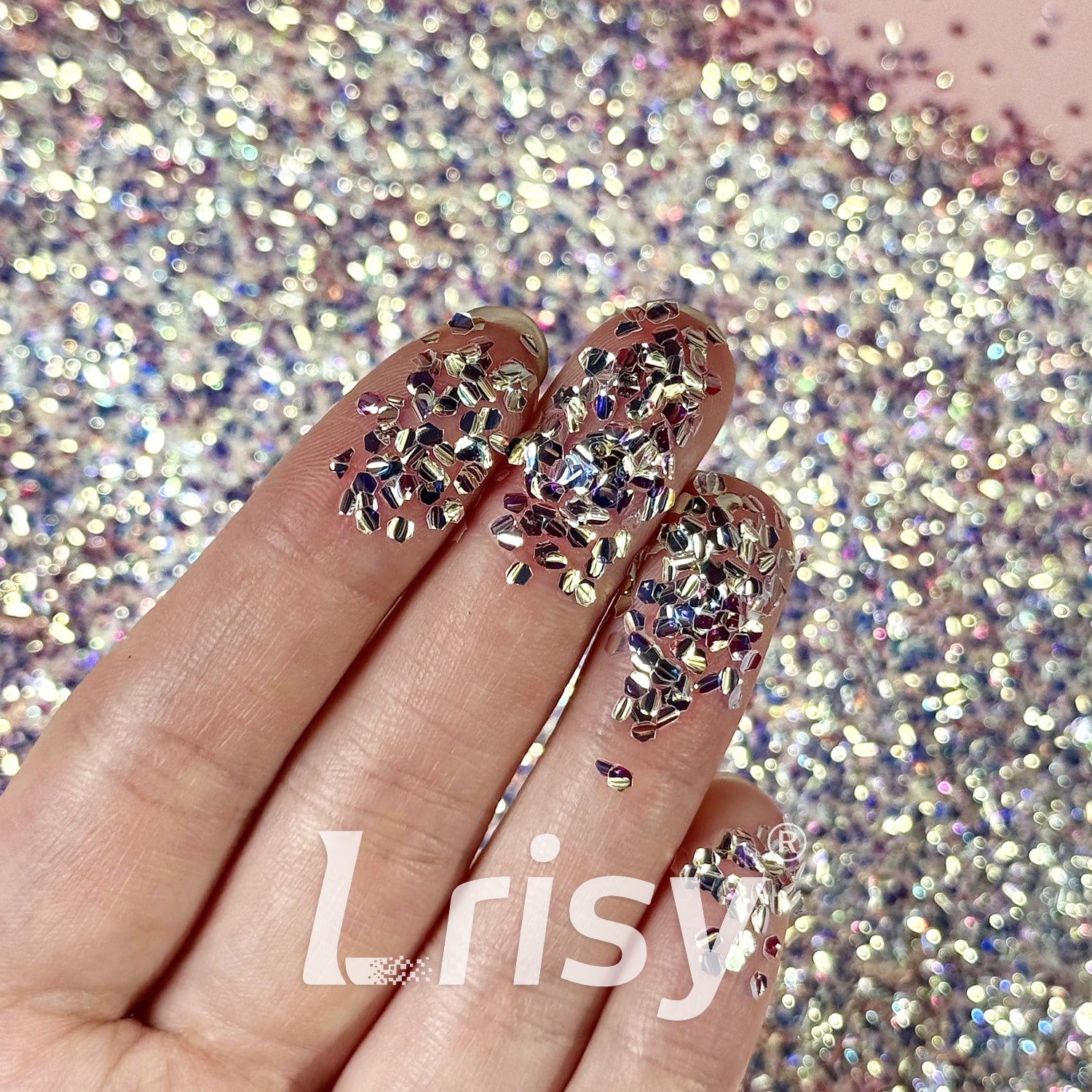 2mm Translucent Purple Orange and White 3D Concave Stereo Hexagon Glitter LLG001A