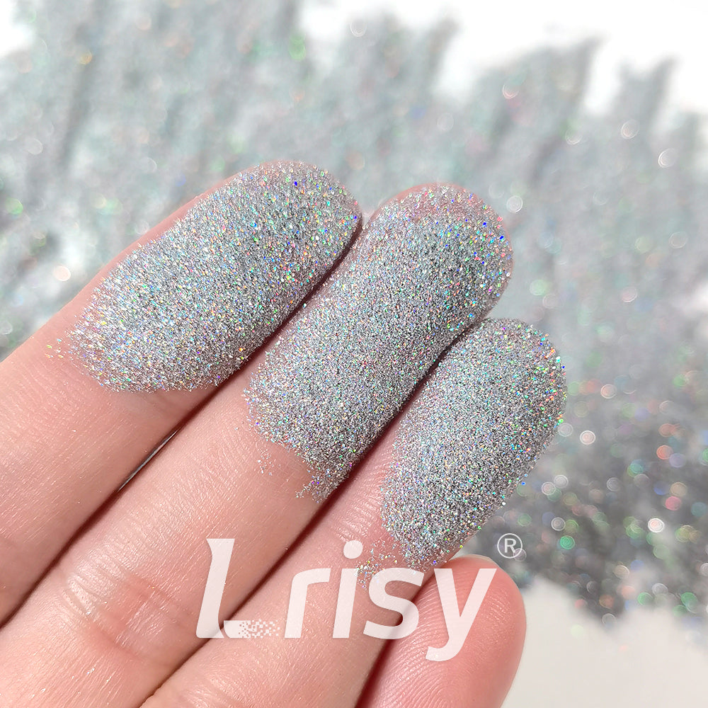 0.025mm Solvent Resistance Super Ultra-thin Fine Light Silver Holographic Glitter LST0100