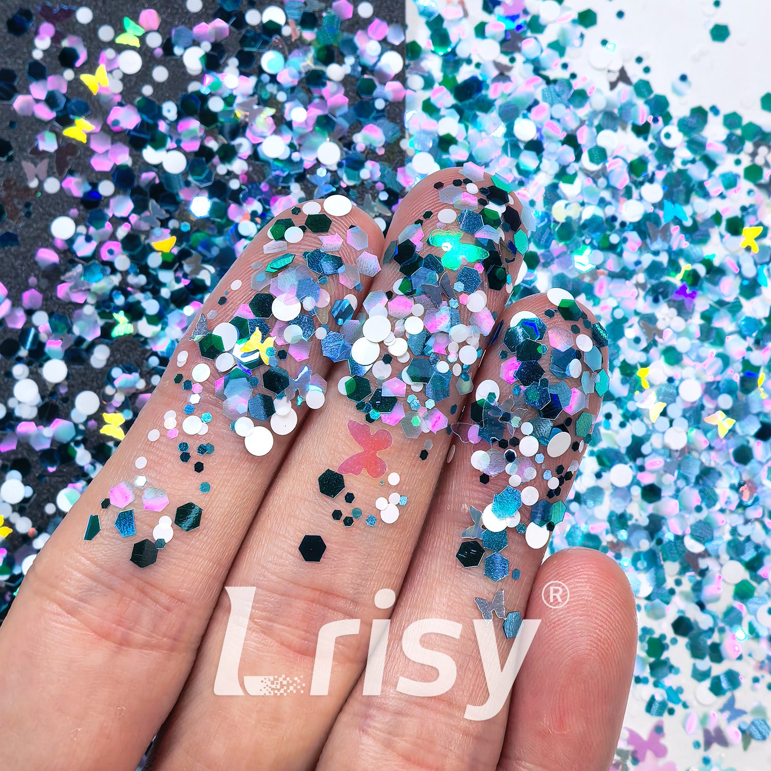 Aurora Blue Butterfly Custom Mixed Glitter LXT018