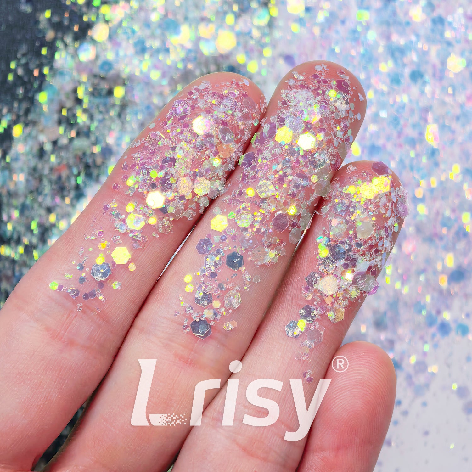 General Mixed Iridescent White Dream Blue Glitter C004