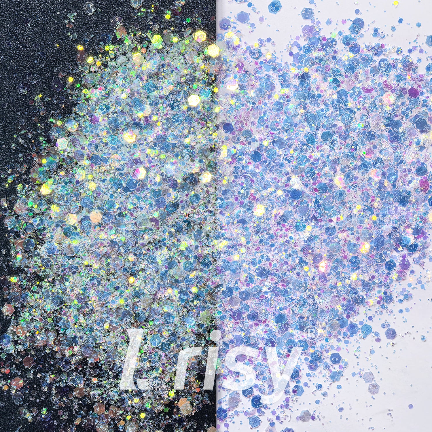 General Mixed Iridescent White Dream Blue Glitter C004