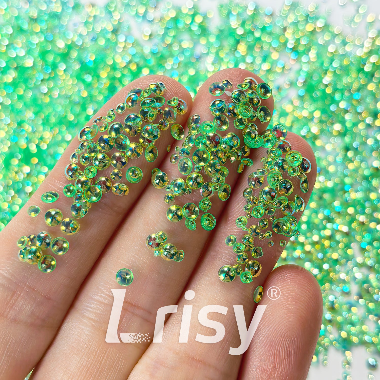 Mixed Iridescent Green 3D Fisheye Bubble Glitter PG02