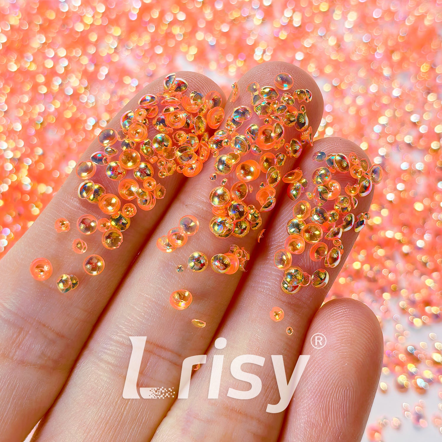 Mixed Iridescent Orange 3D Fisheye Bubble Glitter PG04