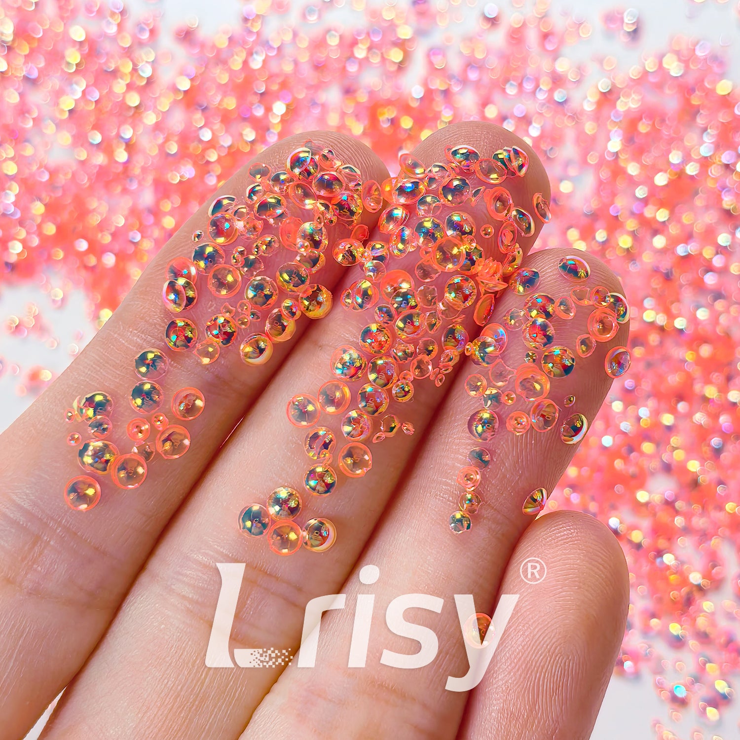 Mixed Iridescent Orange Red 3D Fisheye Bubble Glitter PG06