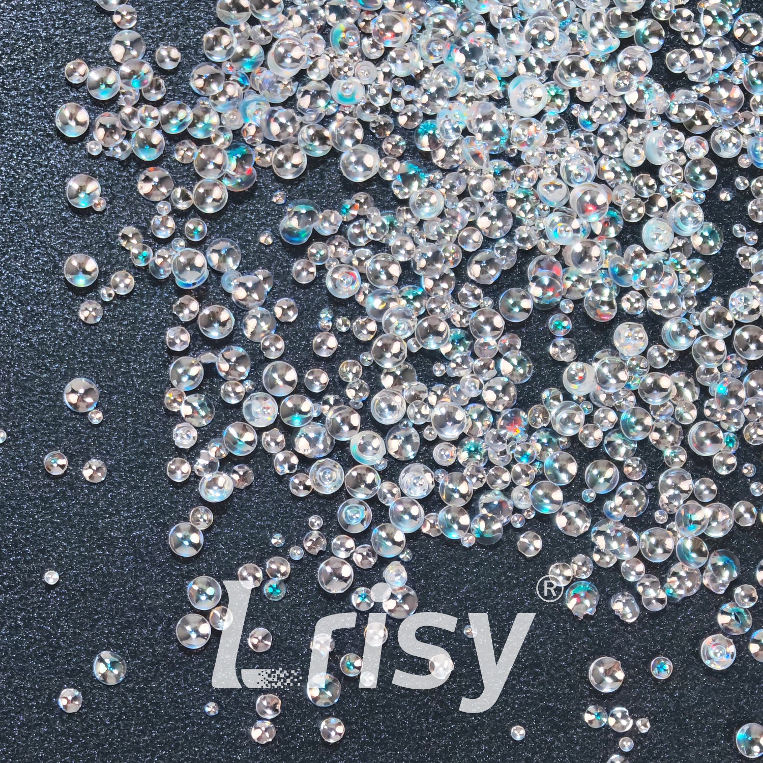 Mixed Iridescent Silver With White 3D Fisheye Bubble Glitter PGY02