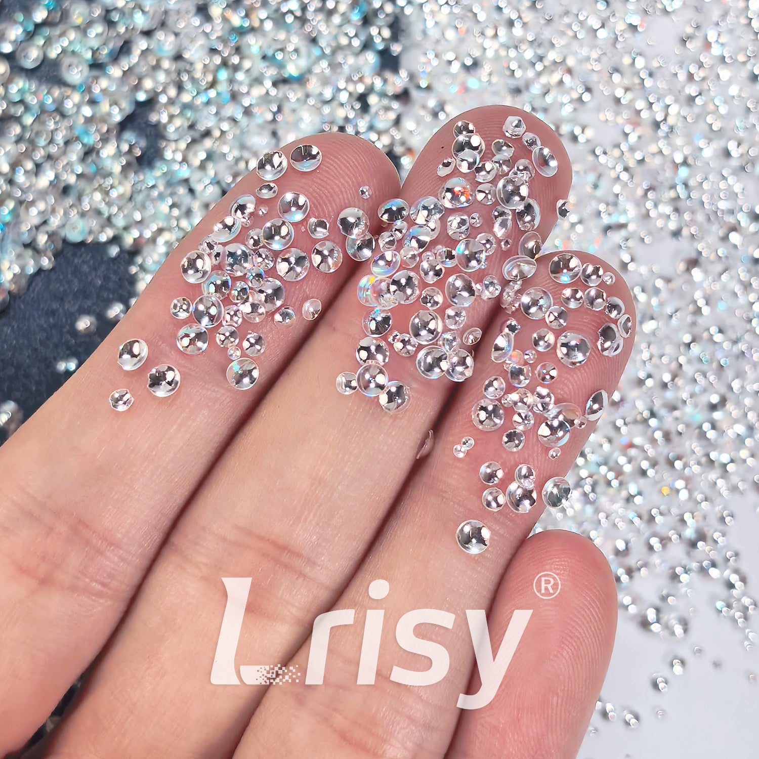 Mixed Iridescent Silver With White 3D Fisheye Bubble Glitter PGY02