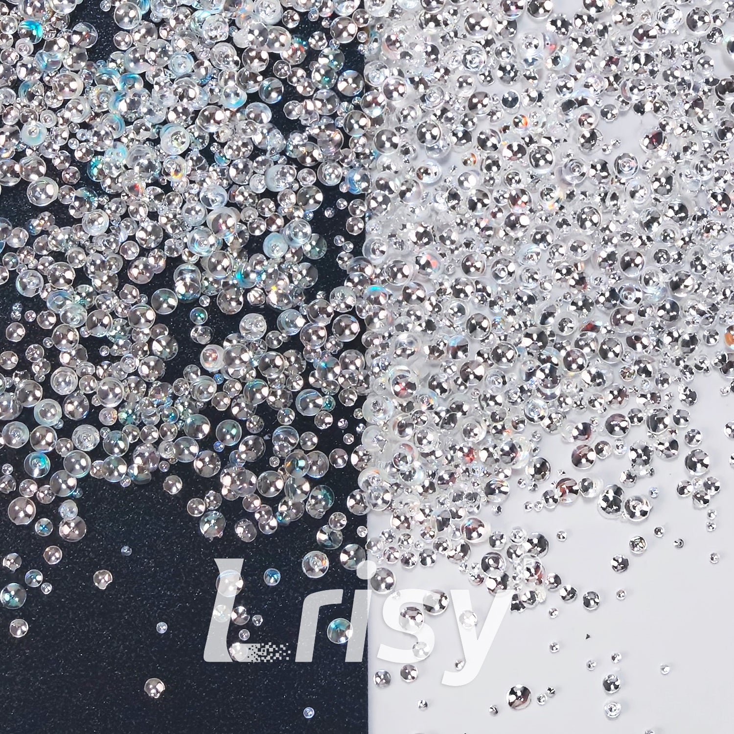 Mixed Iridescent Silver With White 3D Fisheye Bubble Glitter PGY02
