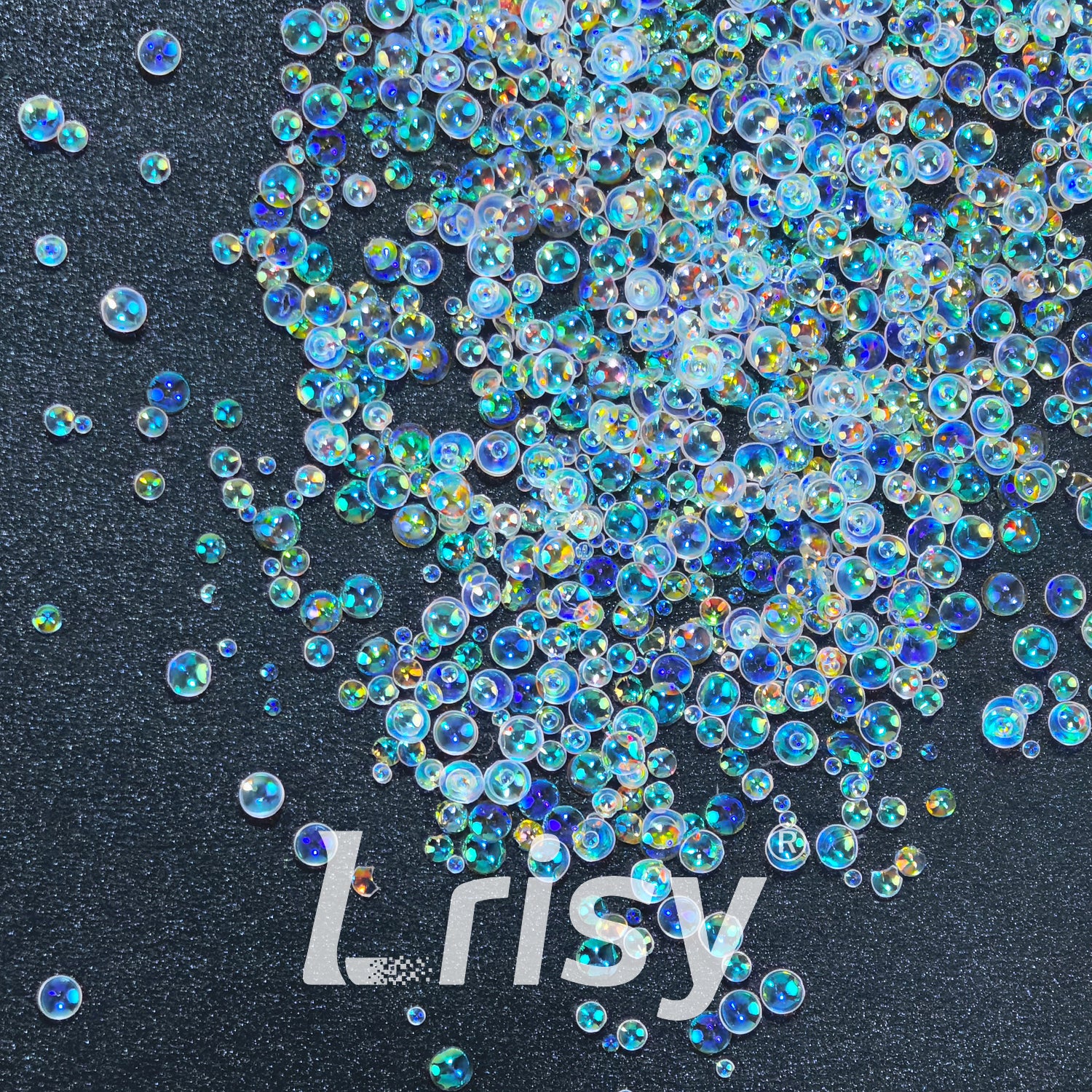 Mixed Iridescent Lake Blue With White 3D Fisheye Bubble Glitter PGY03