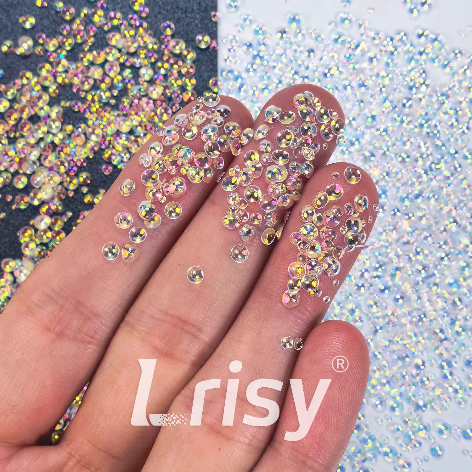 Mixed Iridescent Gold With White 3D Fisheye Bubble Glitter PGY05