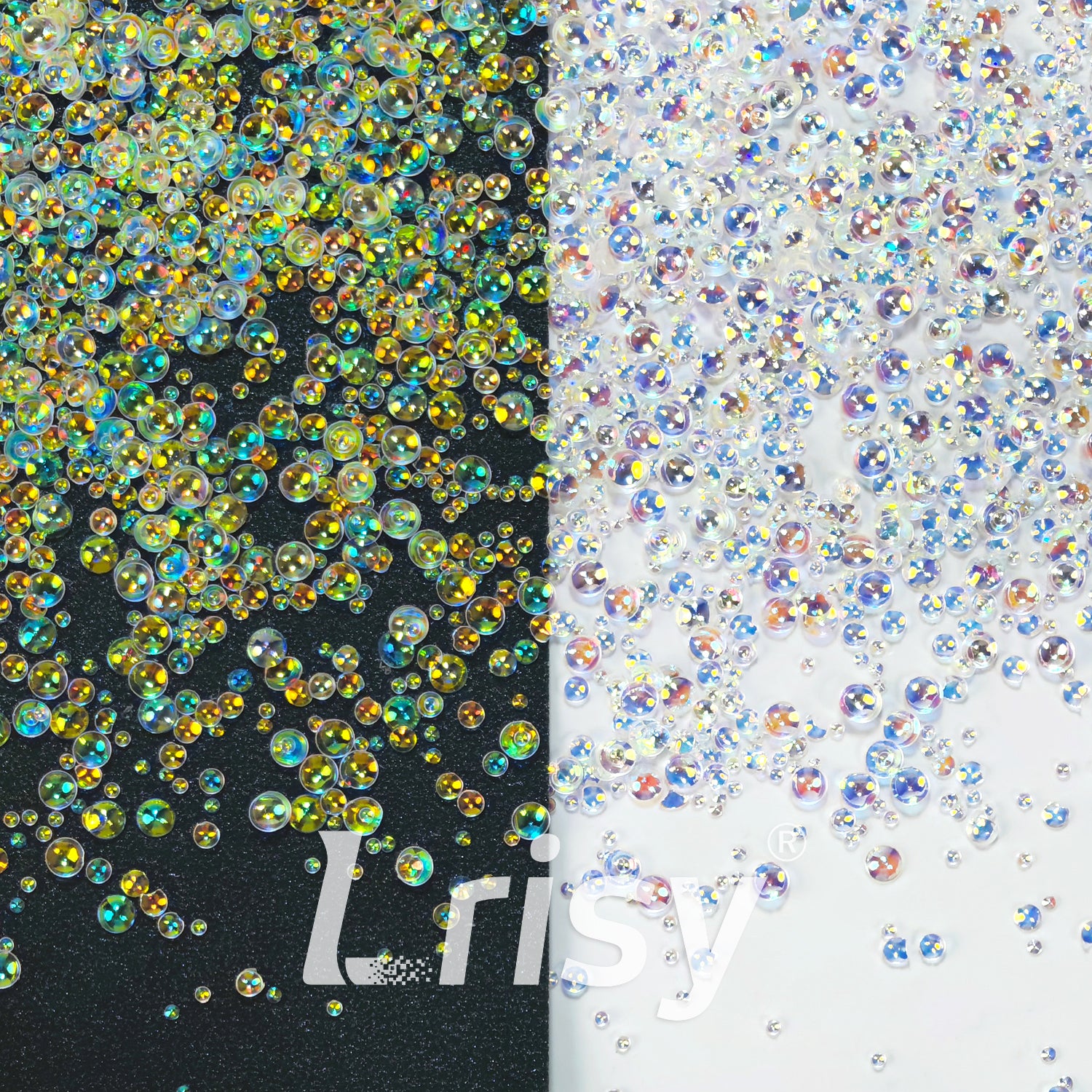 Mixed Iridescent Green With White 3D Fisheye Bubble Glitter PGY07
