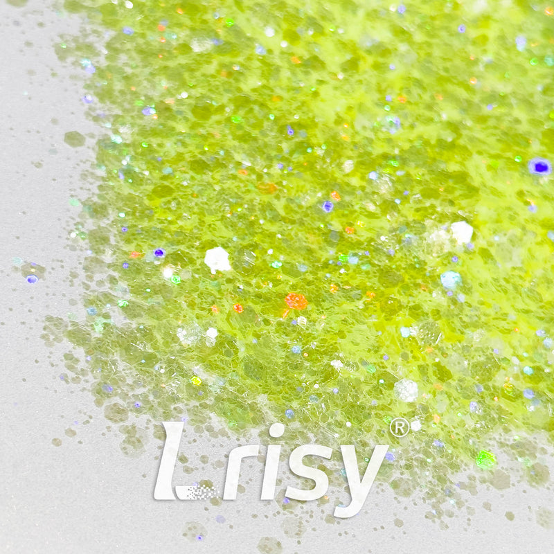 General Mixed Translucent Holographic Yellow Glitter Hexagon Shaped WT03