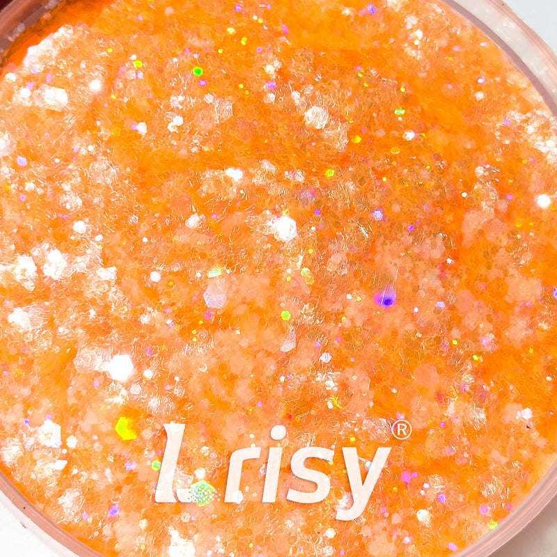 General Mixed Translucent Holographic Orange Glitter Hexagon Shaped WT04