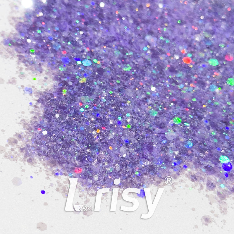 General Mixed Translucent Holographic Purple Glitter Hexagon Shaped WT08