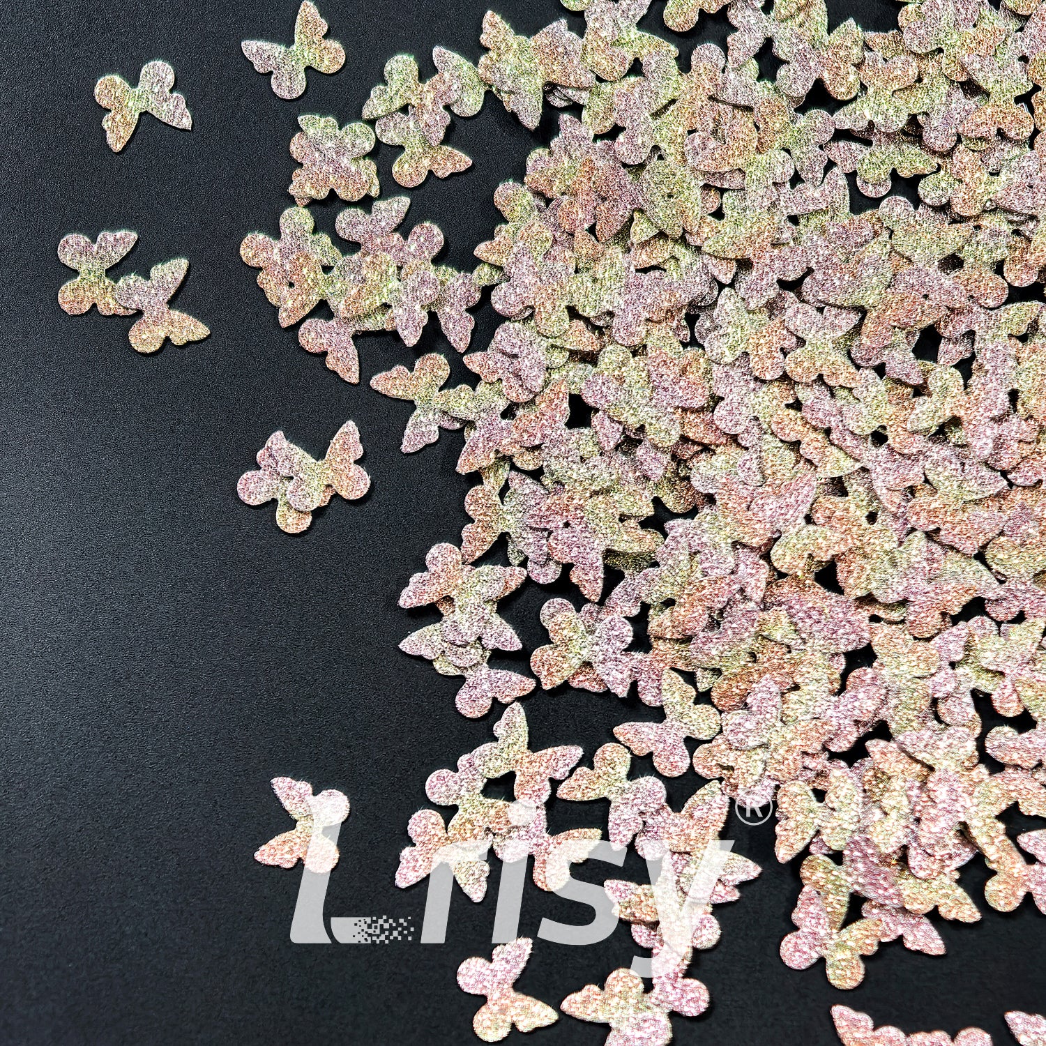 5mm Diamond Texture Gradient Yellow Butterfly Glitter YW-AR2
