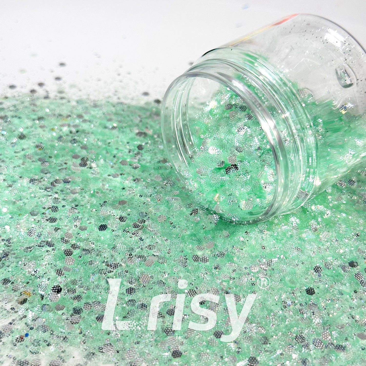 General Mixed Embossing Mint Green Iridescent Hexagon Shape Glitter YT01