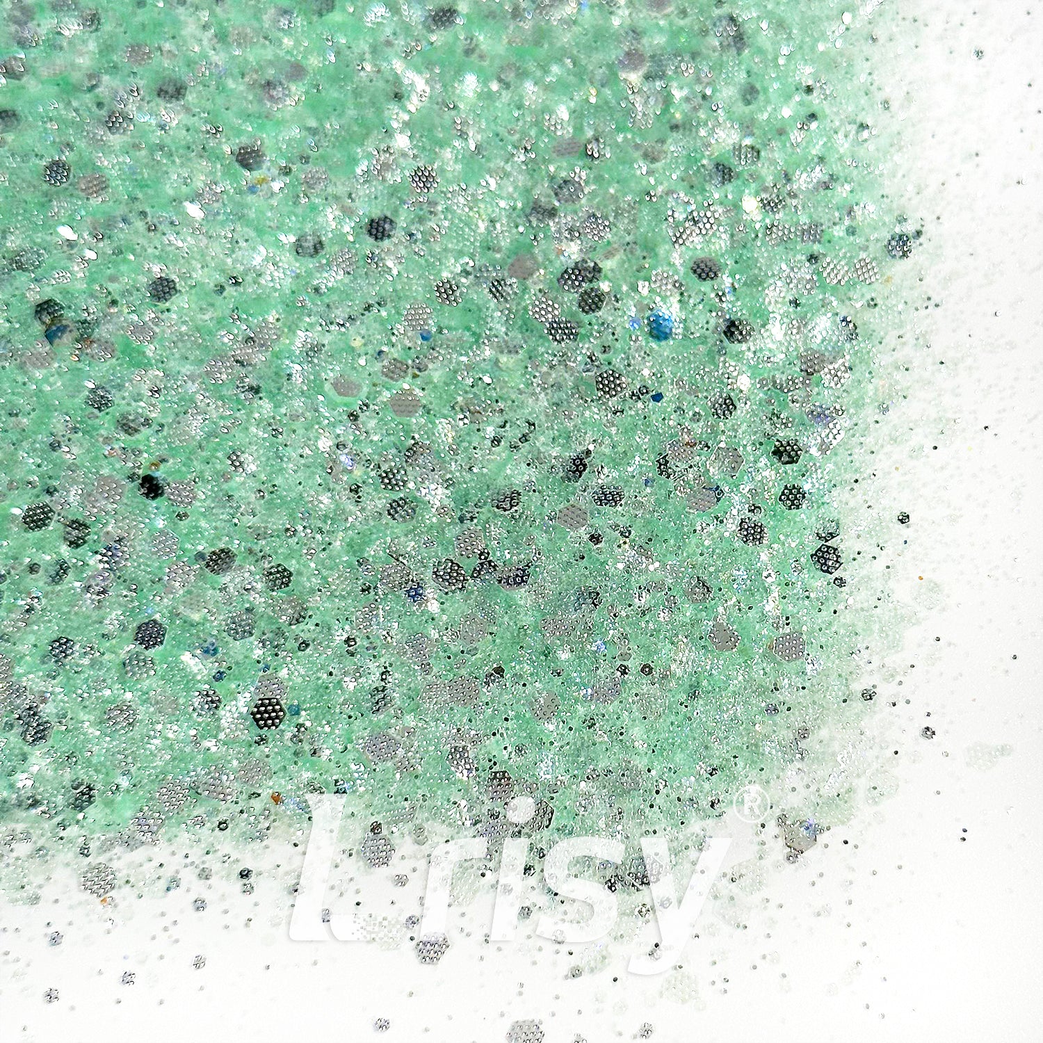 General Mixed Embossing Mint Green Iridescent Hexagon Shape Glitter YT01