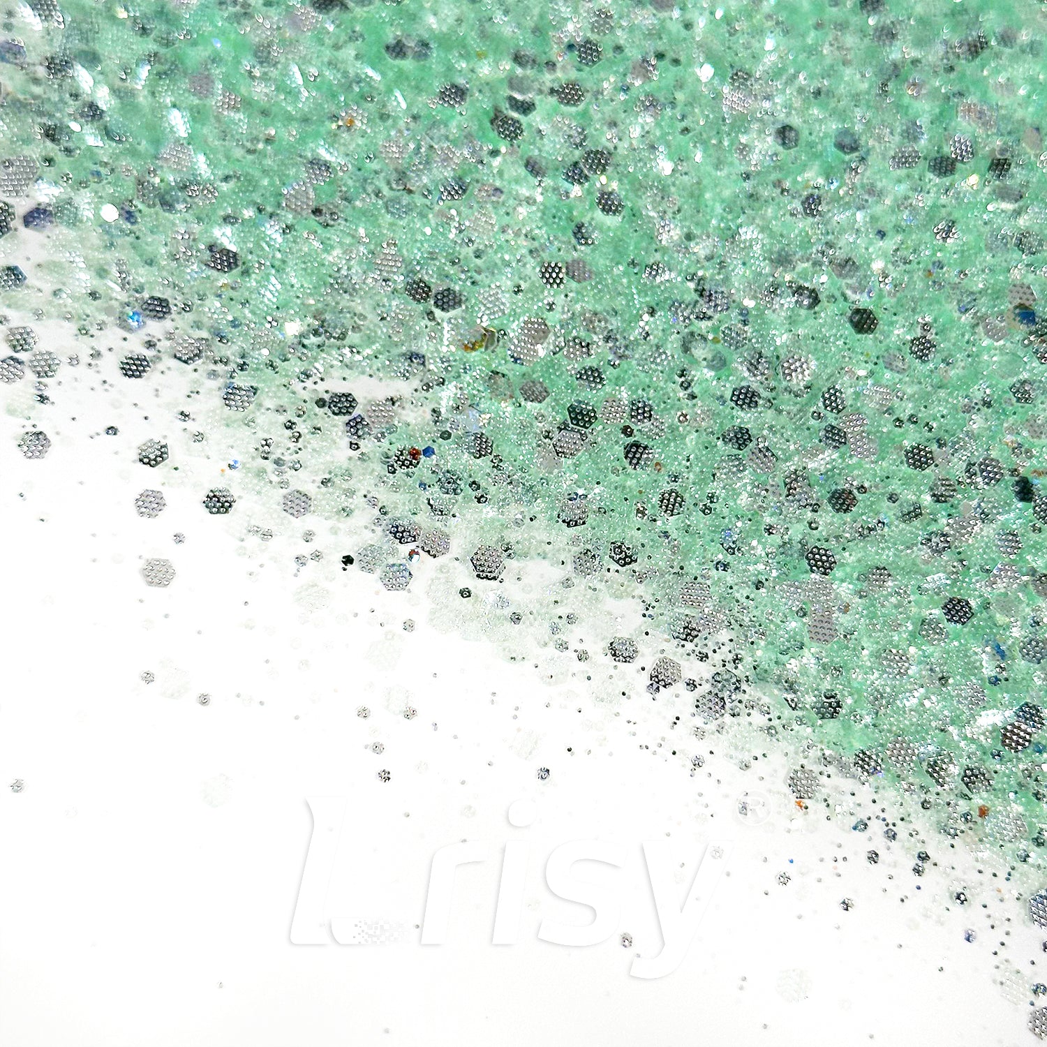 General Mixed Embossing Mint Green Iridescent Hexagon Shape Glitter YT01