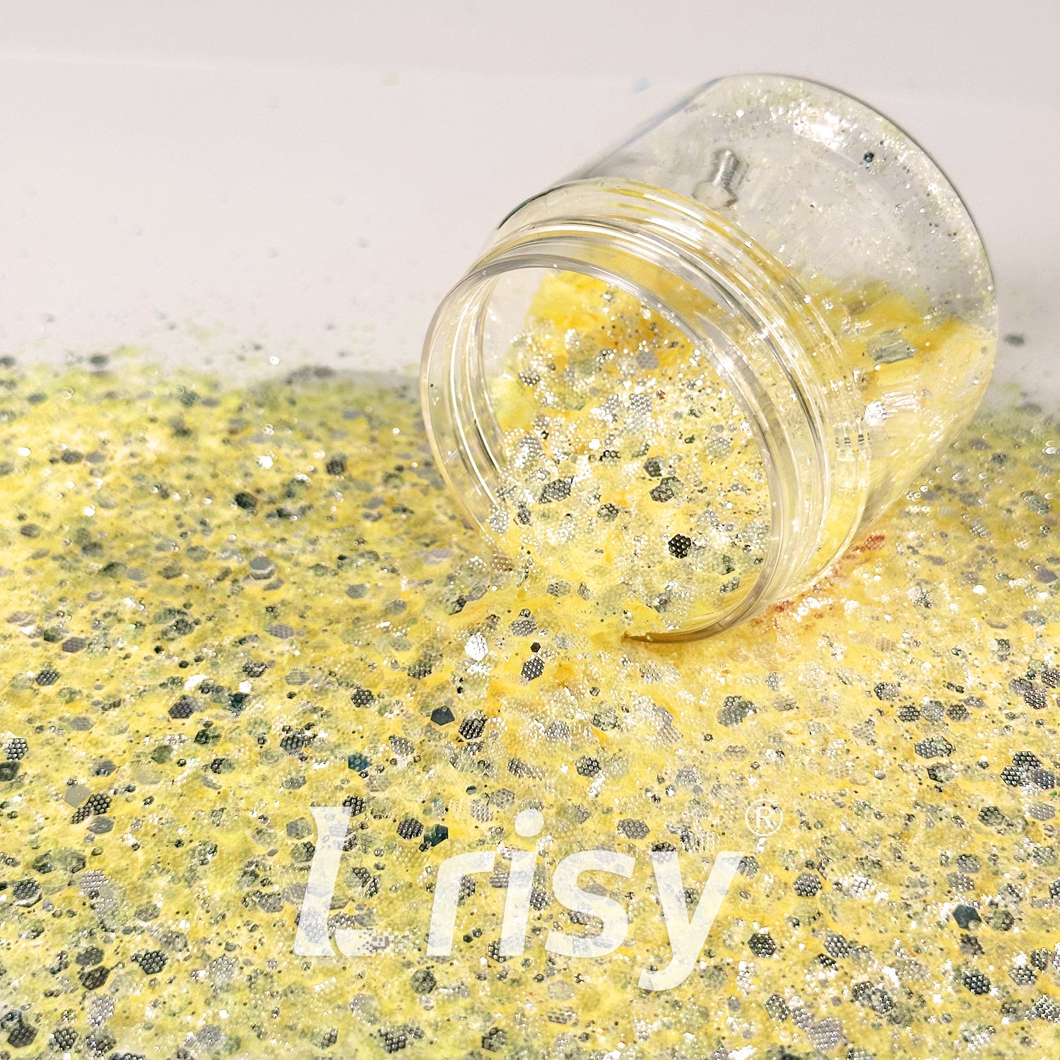 General Mixed Embossing Egg Yellow Iridescent Hexagon Shape Glitter YT10