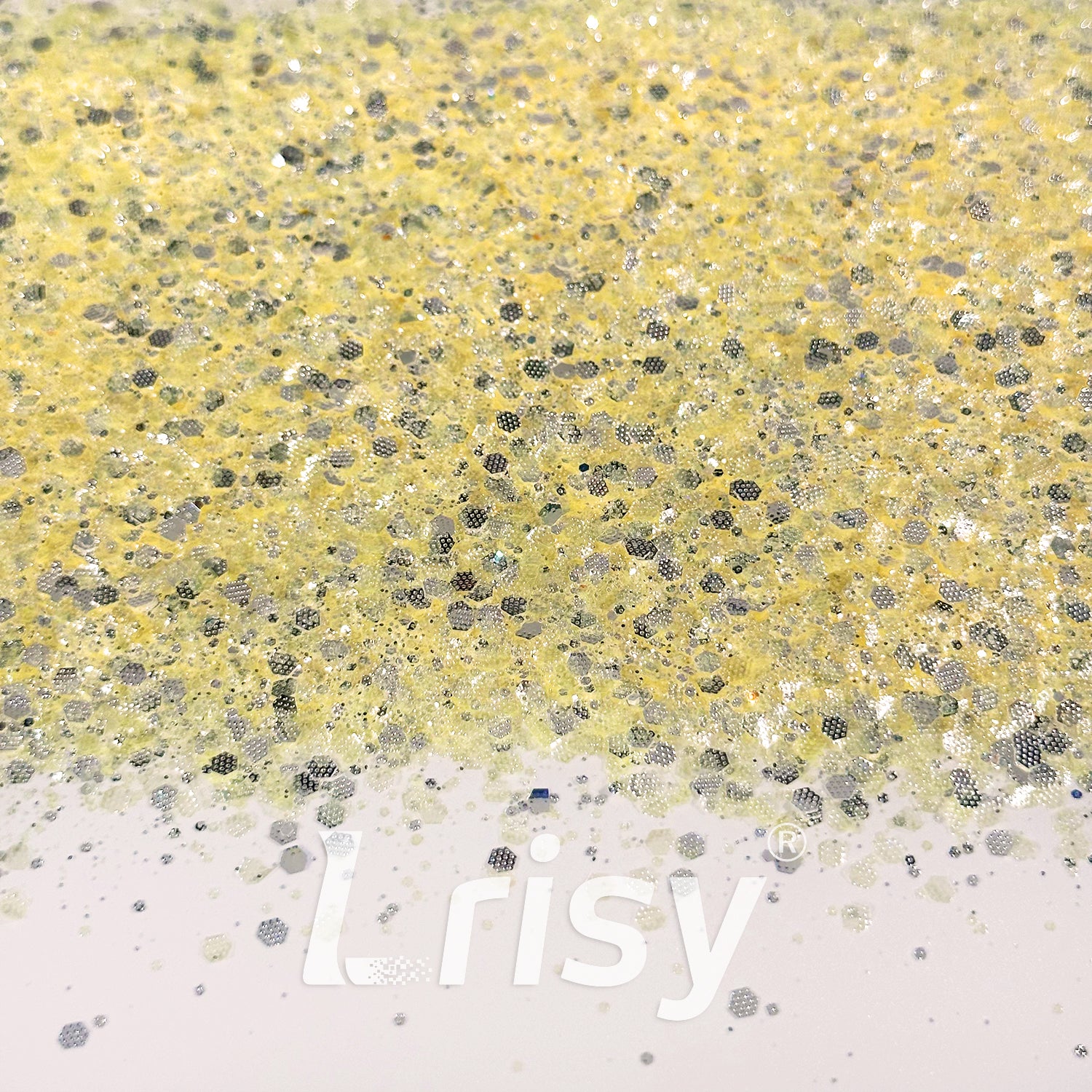 General Mixed Embossing Egg Yellow Iridescent Hexagon Shape Glitter YT10