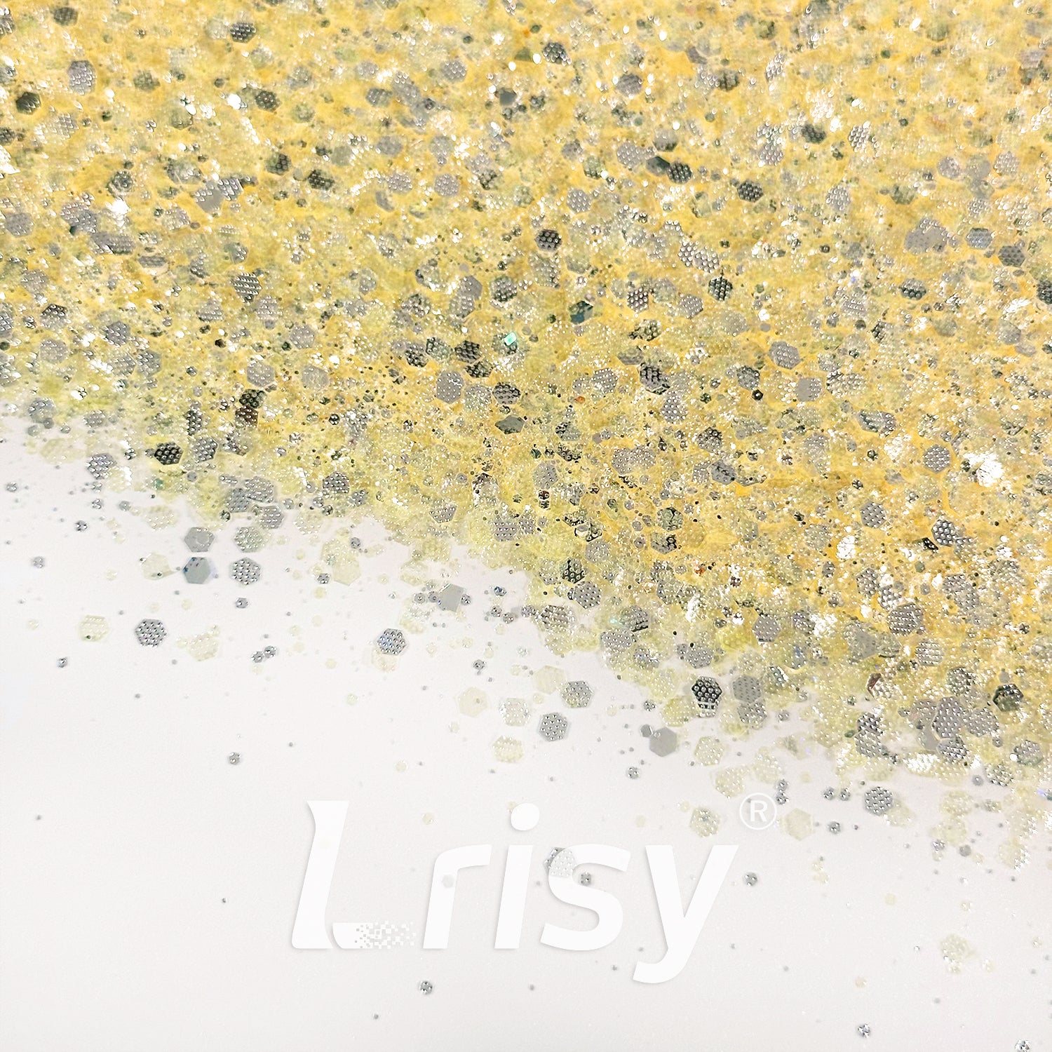General Mixed Embossing Egg Yellow Iridescent Hexagon Shape Glitter YT10