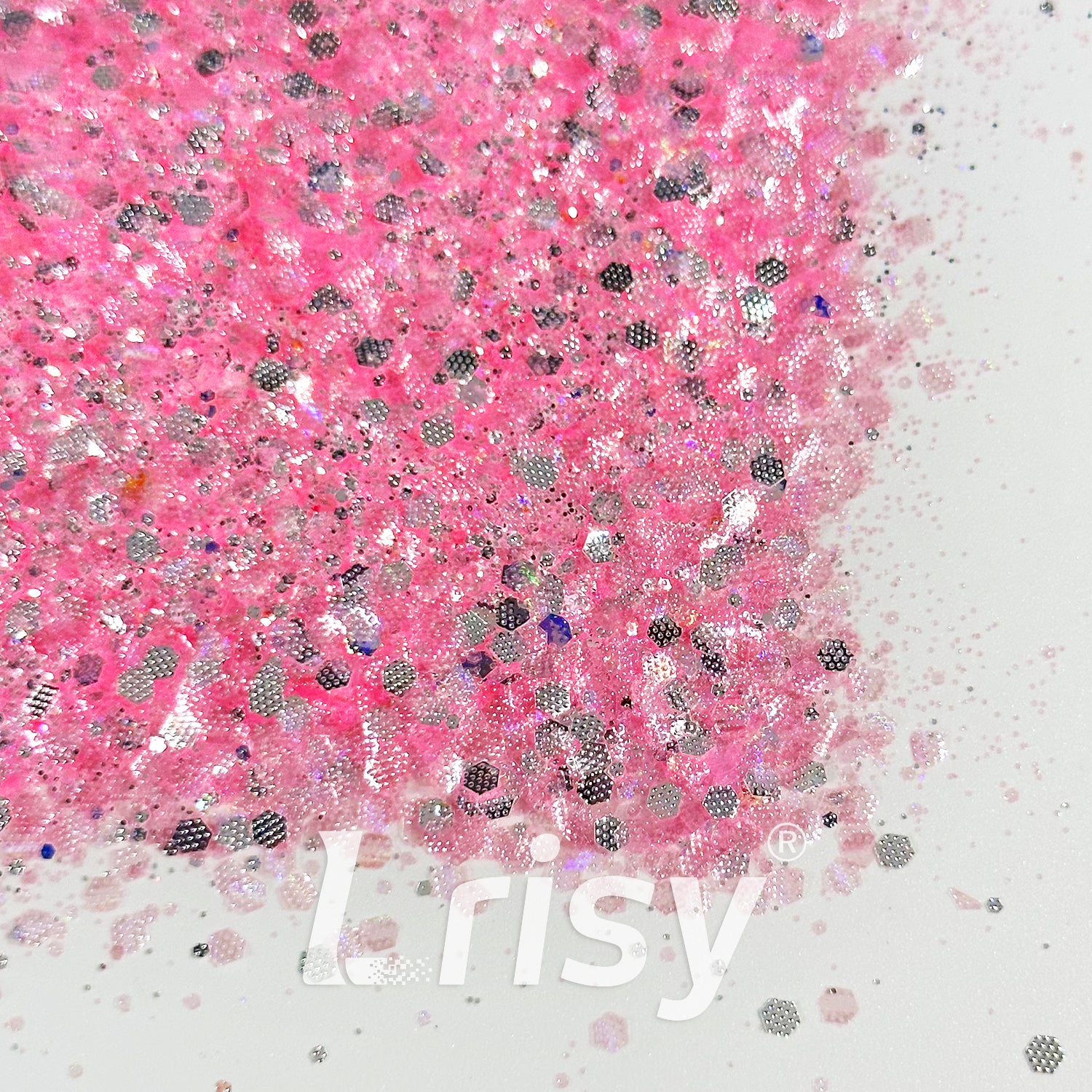 General Mixed Embossing Pale Rose Pink Iridescent Hexagon Shape Glitter YT12