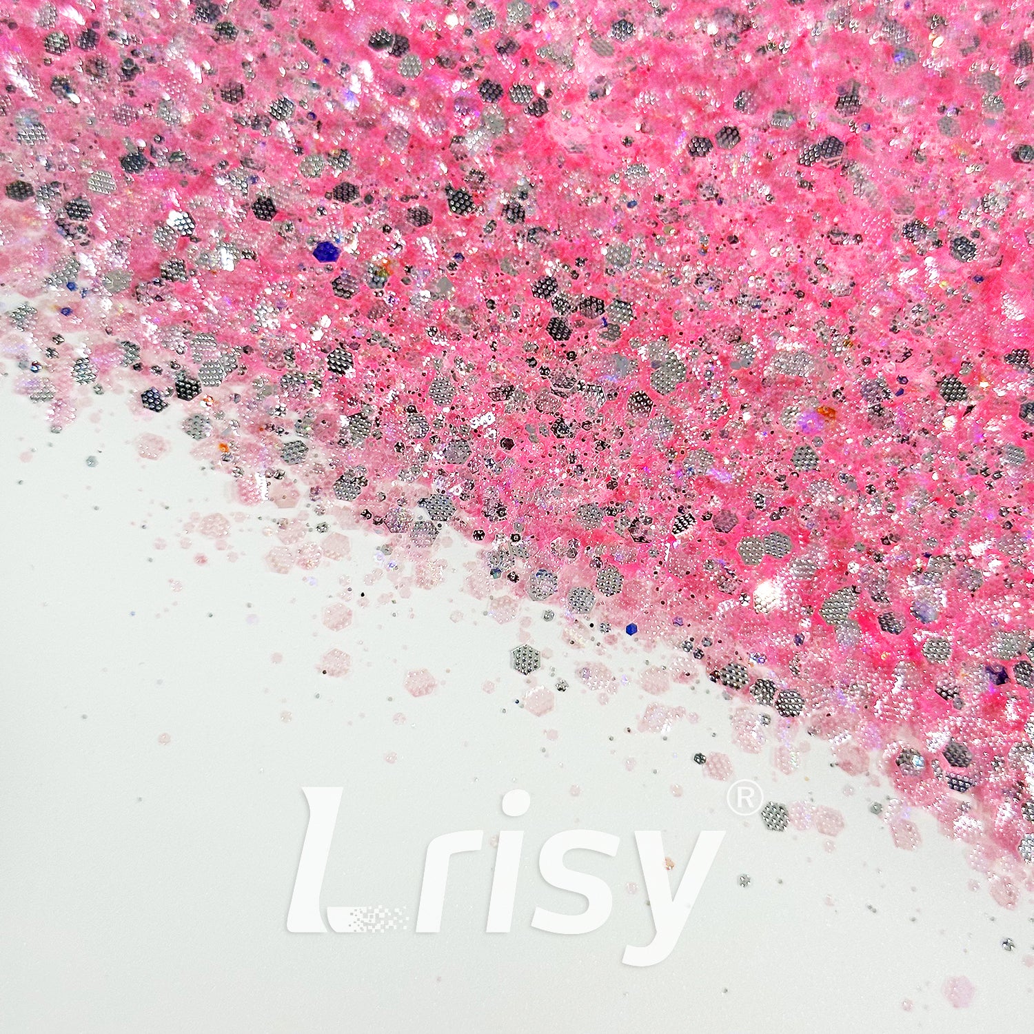 General Mixed Embossing Pale Rose Pink Iridescent Hexagon Shape Glitter YT12