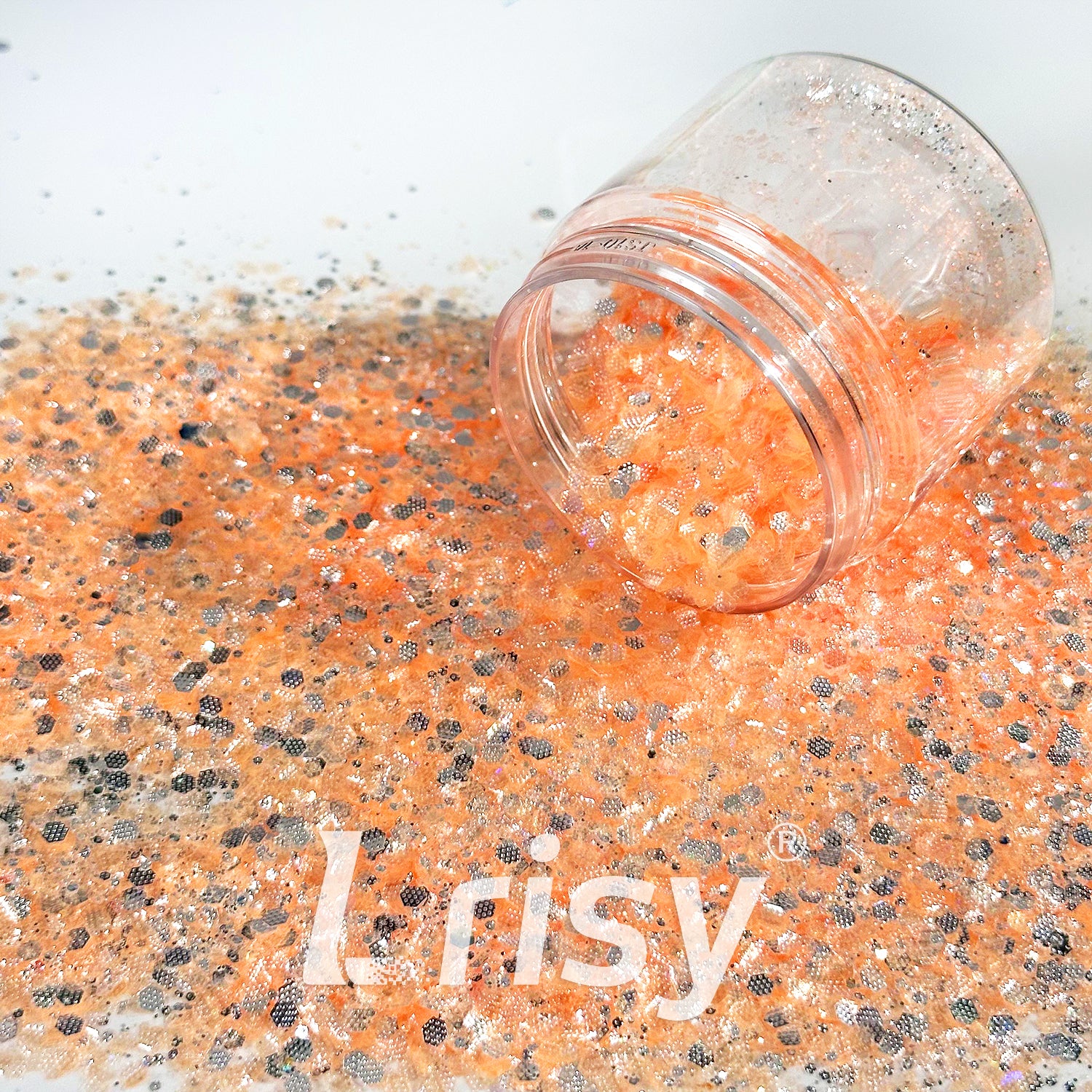 General Mixed Embossing Orange Iridescent Hexagon Shape Glitter YT04